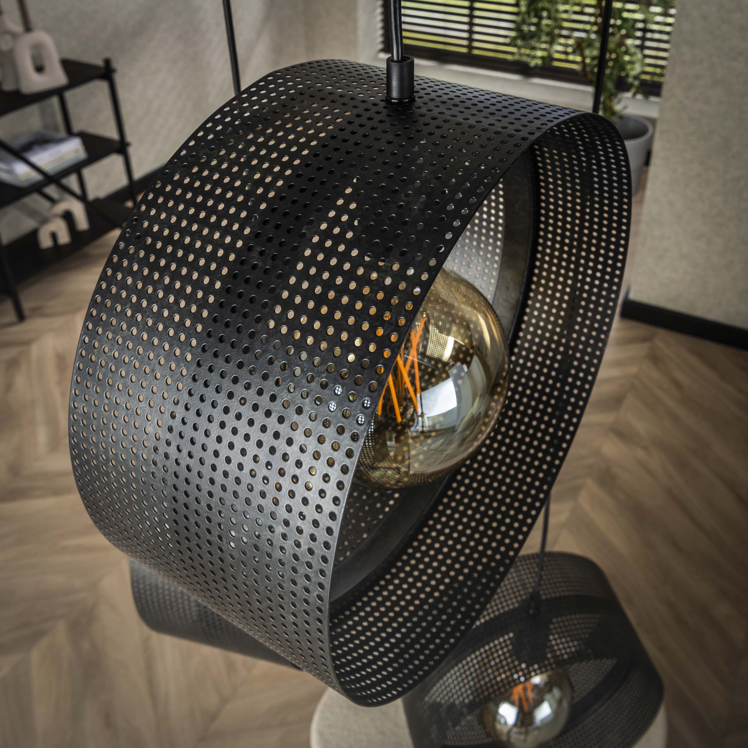 Hanglamp Ring mesh getrapt 3-lichts / Charcoal - Zijlstra
