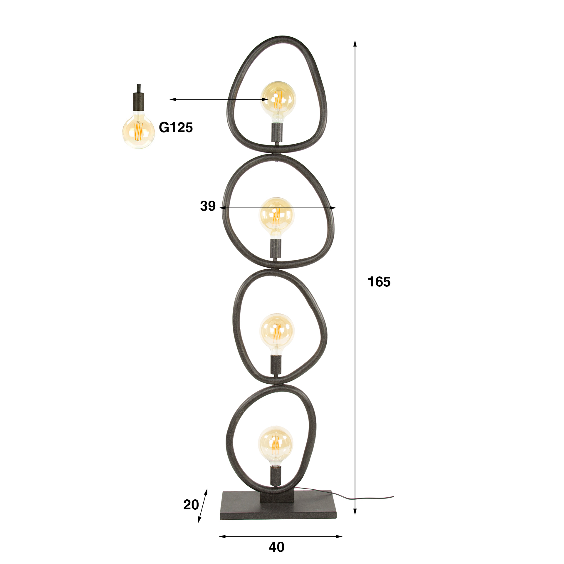 Floor Lamp Pebble 4-light / Artic black - Zijlstra