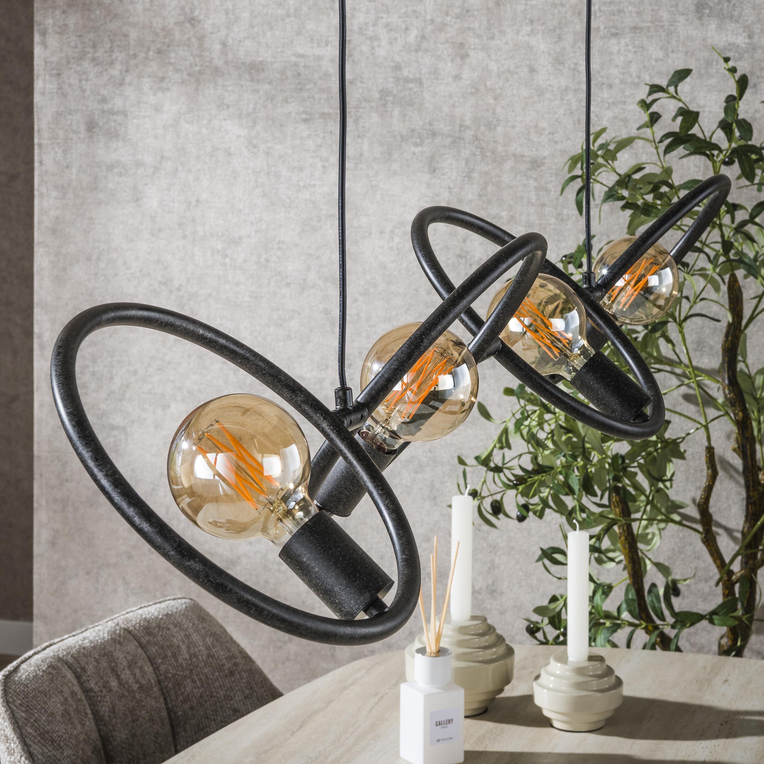 Hanglamp Loop 4-lichts / Artic zwart - Zijlstra
