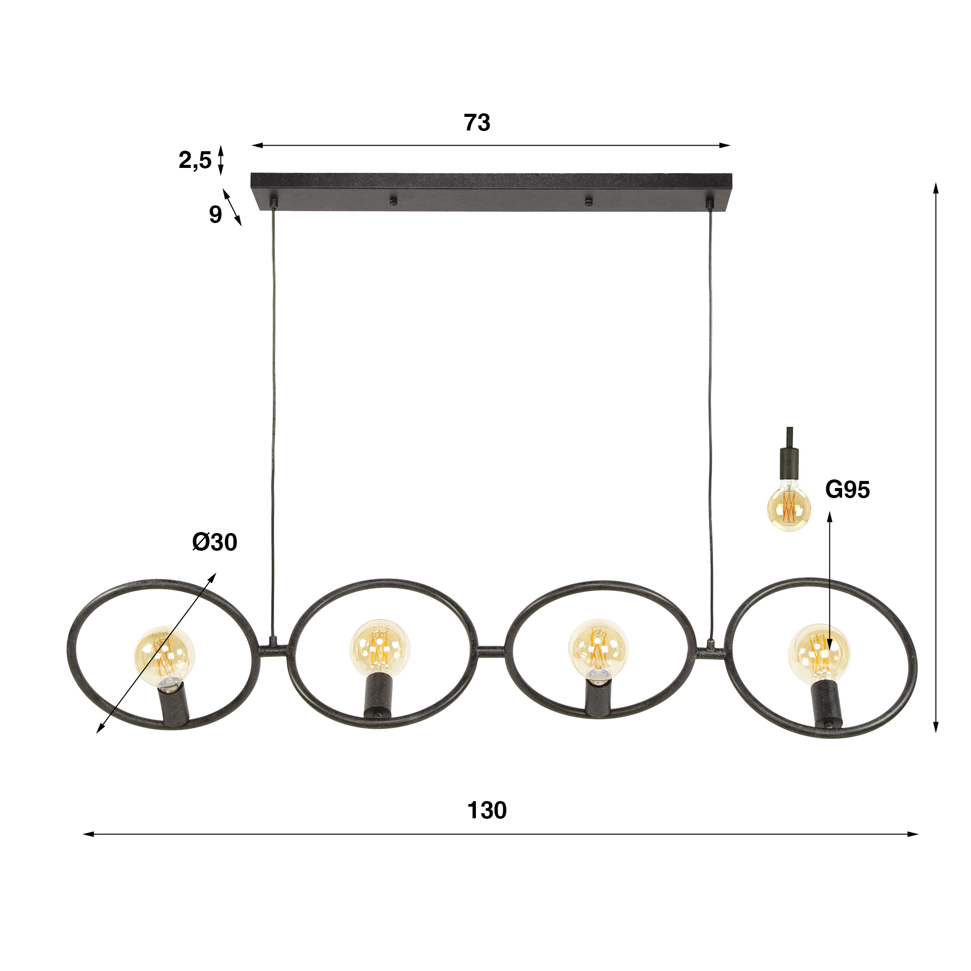 Pendant Light Loop 4-light / Artic black - Zijlstra
