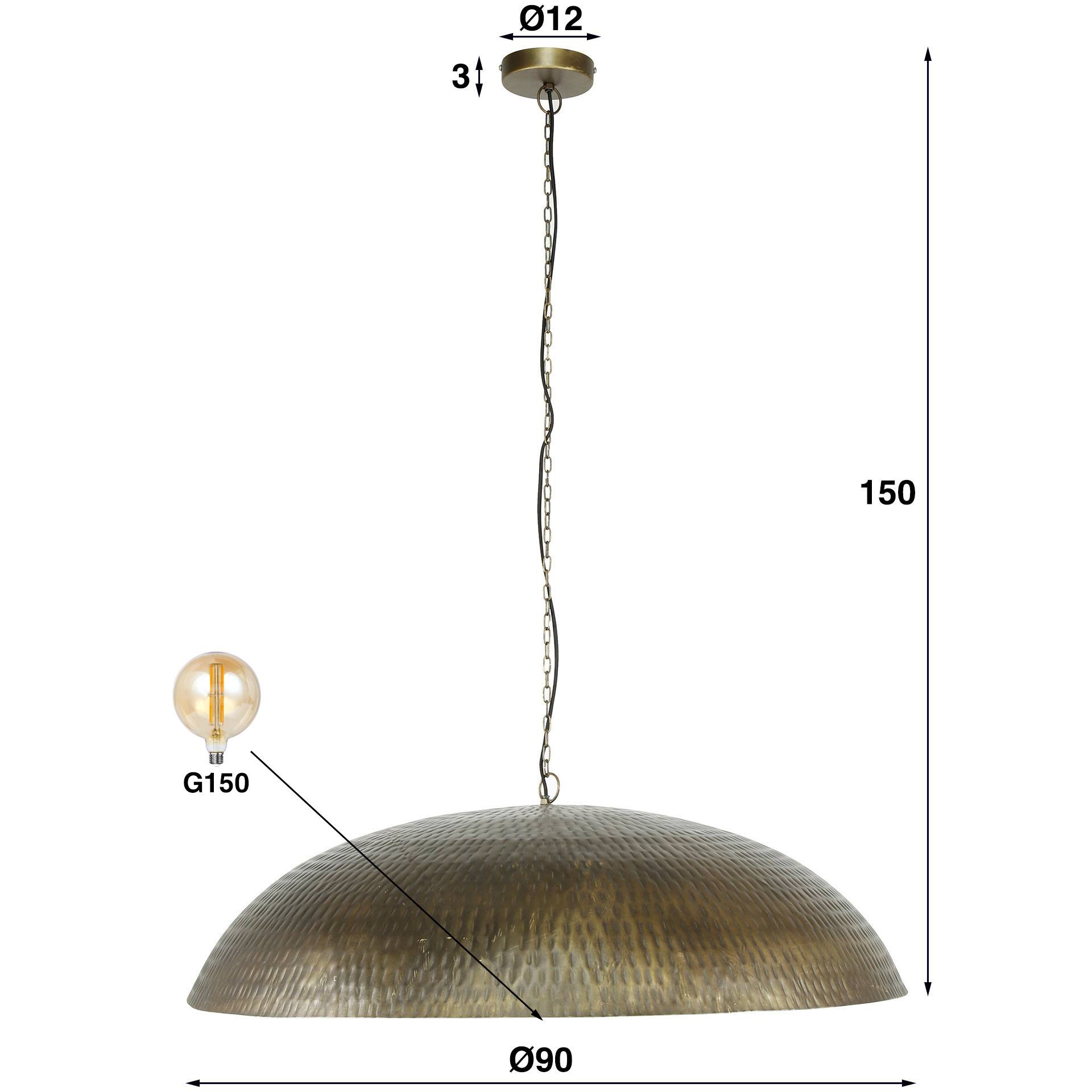 Pendelleuchte Cupola 1-flammig Ø90cm in Antikbronze (Antiek brons) - Emmo Design