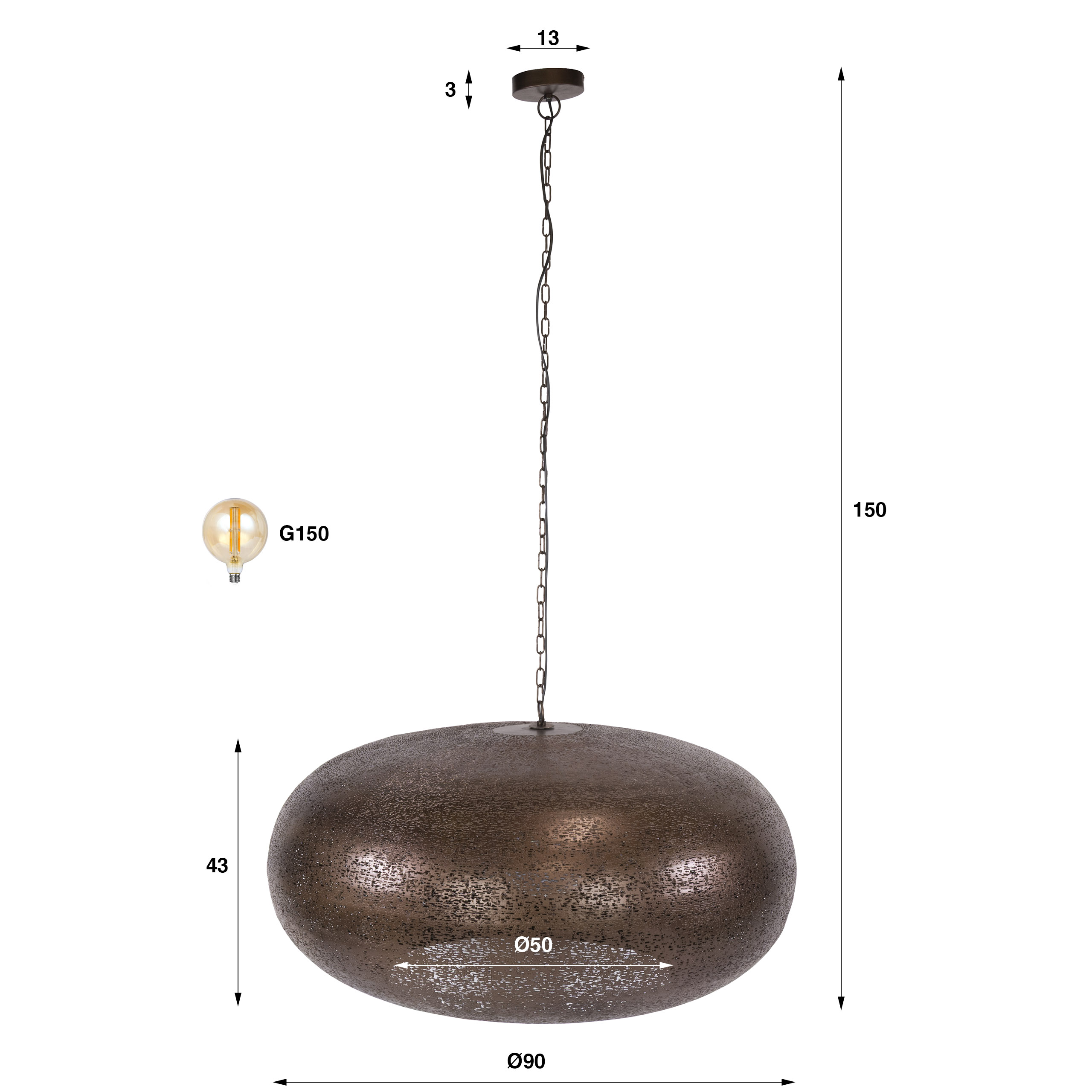 Pendelleuchte Cielo 1-flammig Ø68cm in Antikkupfer (Antiek koper) - Emmo Design