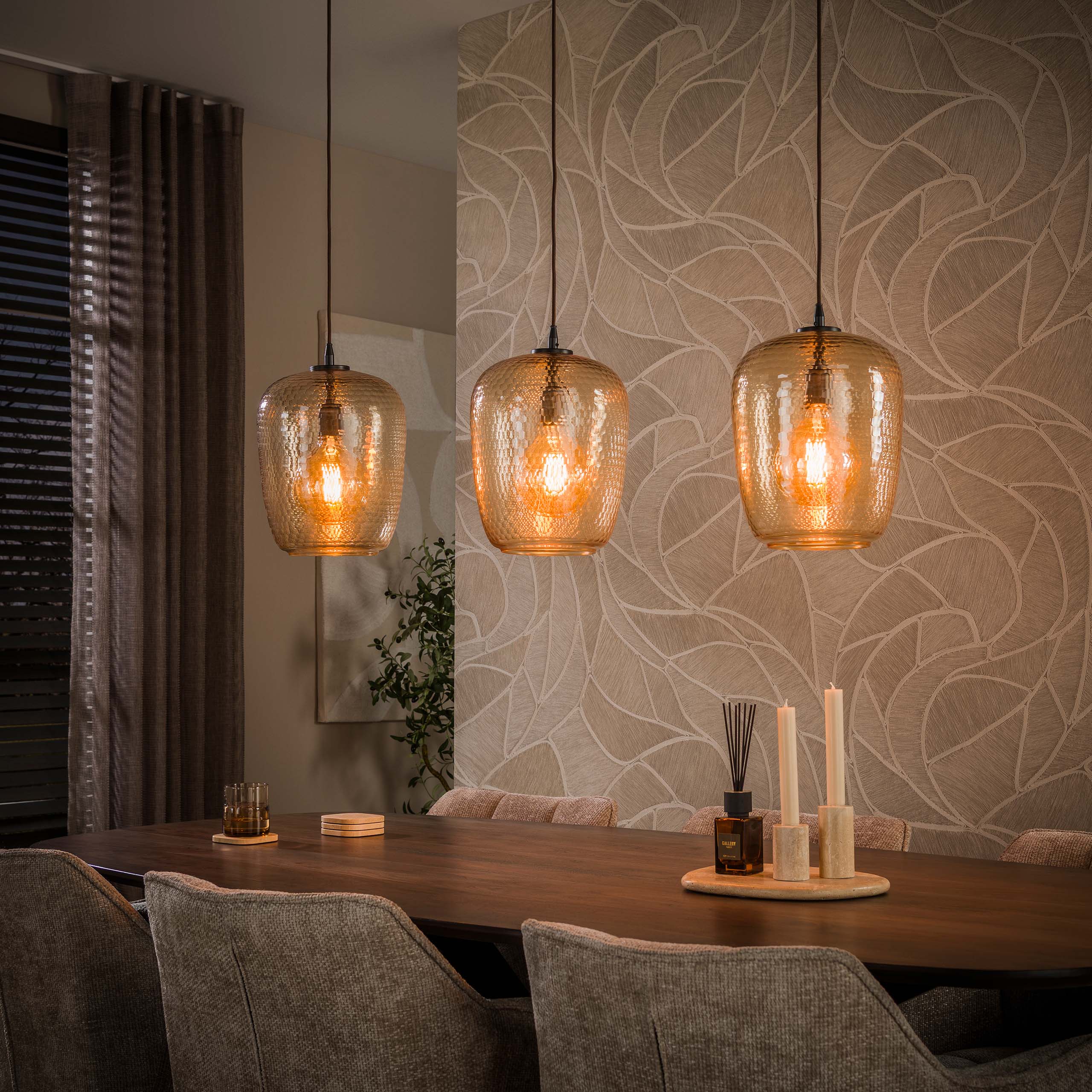 Hanglamp Python 3-lichts / Amber glas - Zijlstra