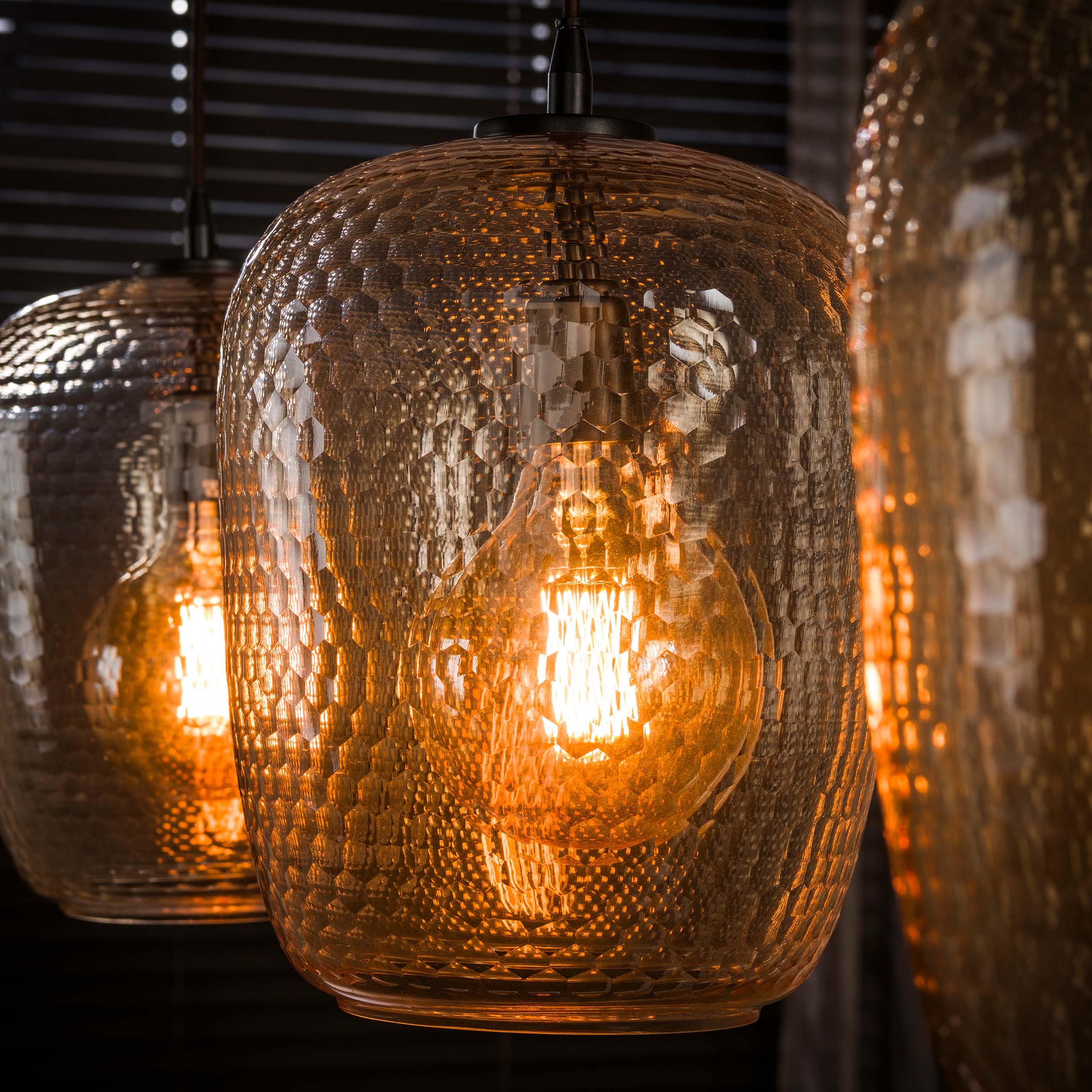 Hanglamp Python 3-lichts / Amber glas - Zijlstra