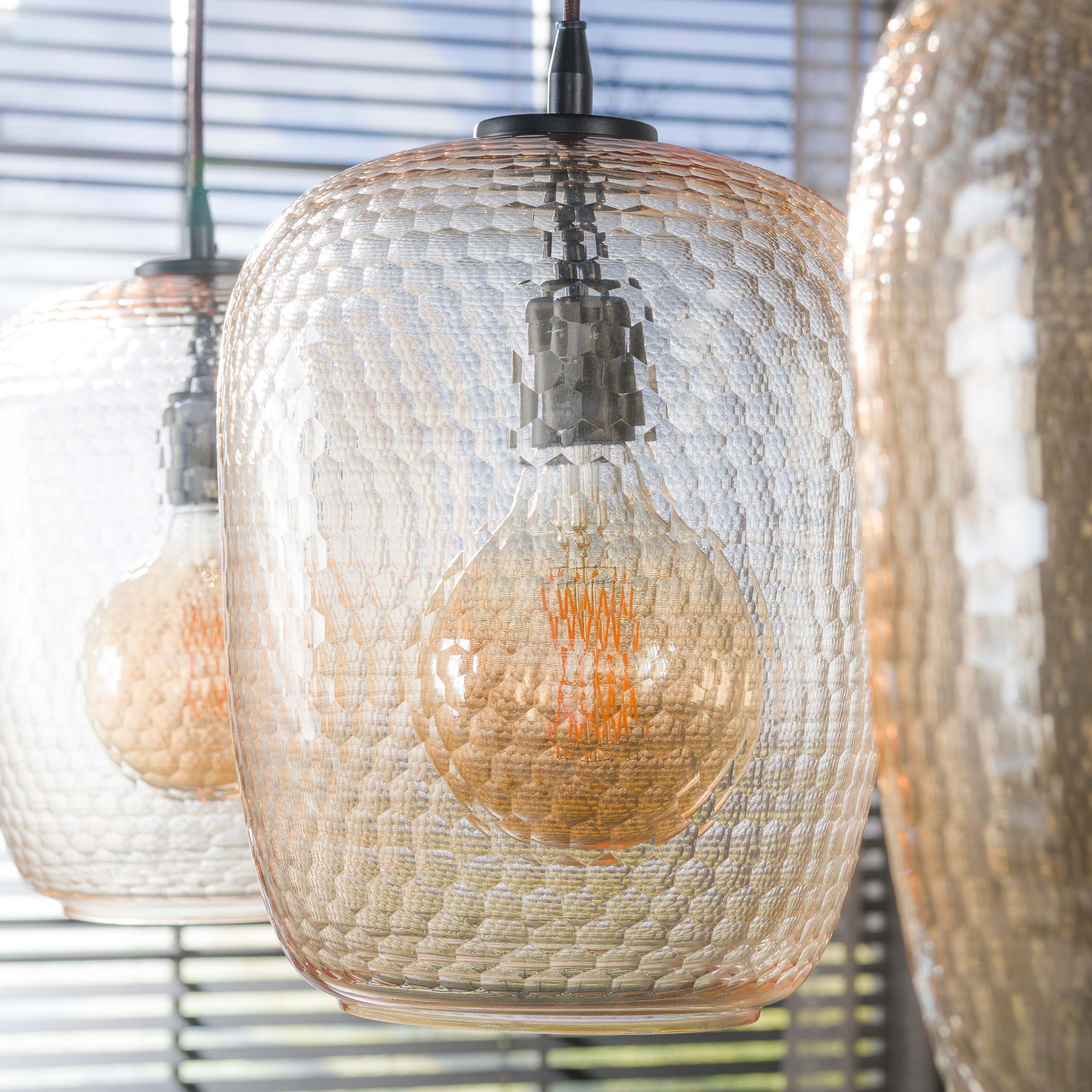 Hanglamp Python 3-lichts / Amber glas - Zijlstra