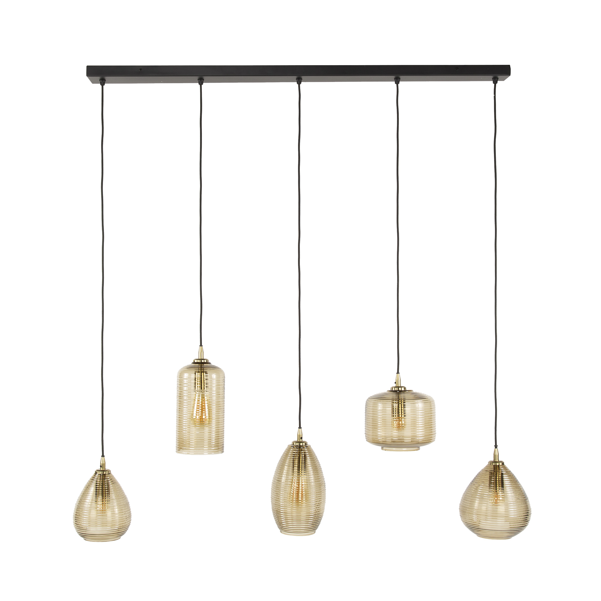 Pendelleuchte Stripe Horizontal 5-flammig in Rauchglas Braun (Smoke Braun Glas) - Emmo Design
