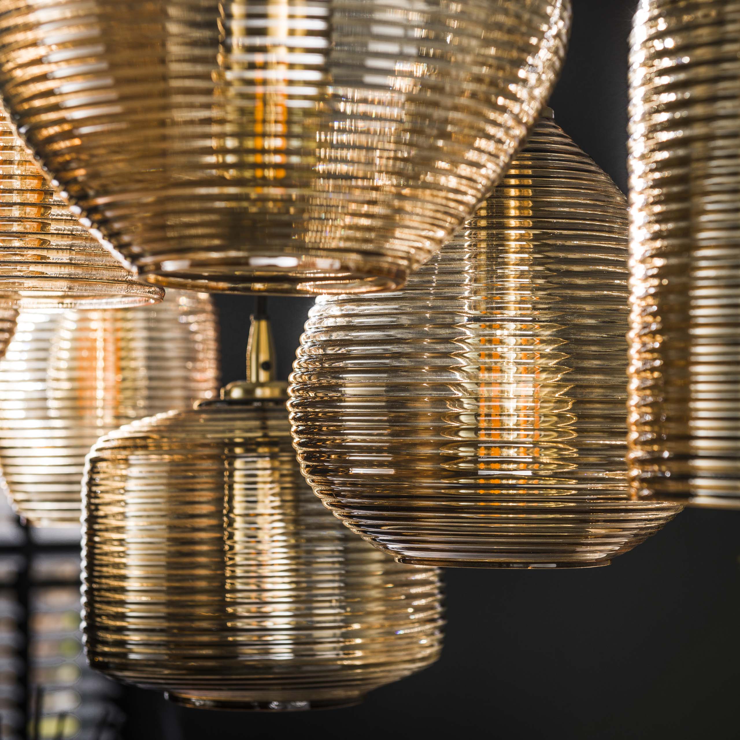 Hanglamp Stripe Horizontal 4+3-lichts / Amber glas - Zijlstra