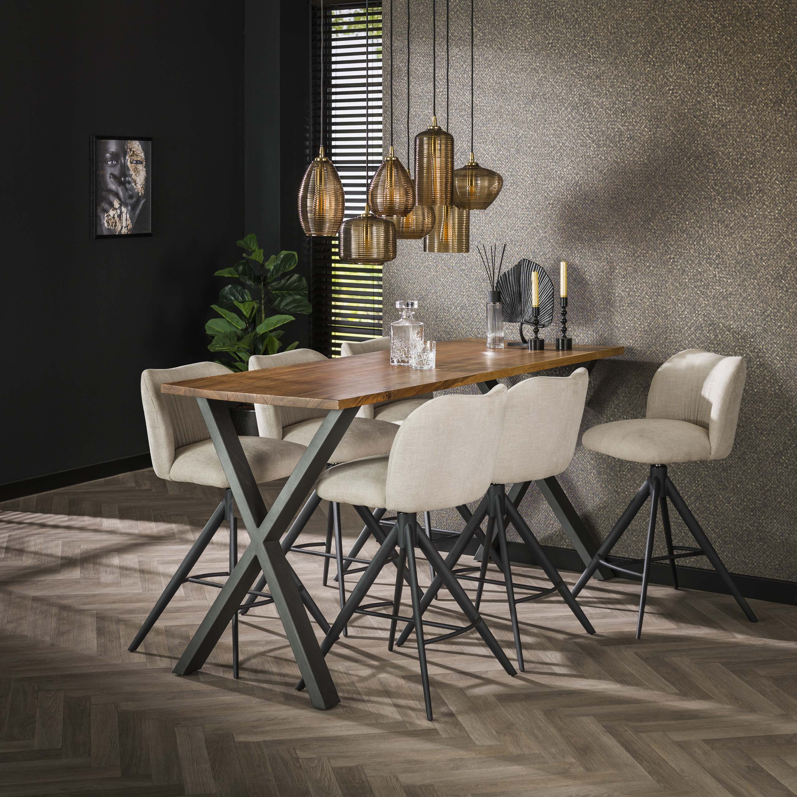 Hanglamp Stripe Horizontal 4+3-lichts / Amber glas - Zijlstra