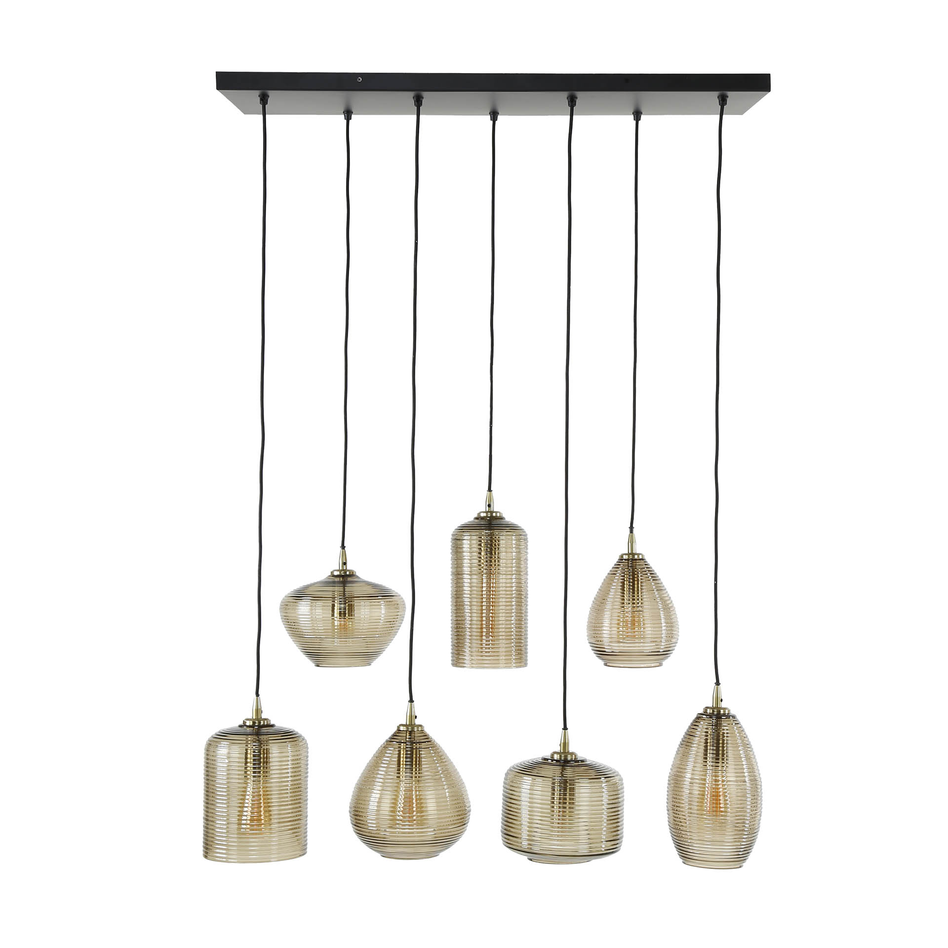 Pendant Light Stripe Horizontal 4+3-light / Amber Glass - Zijlstra