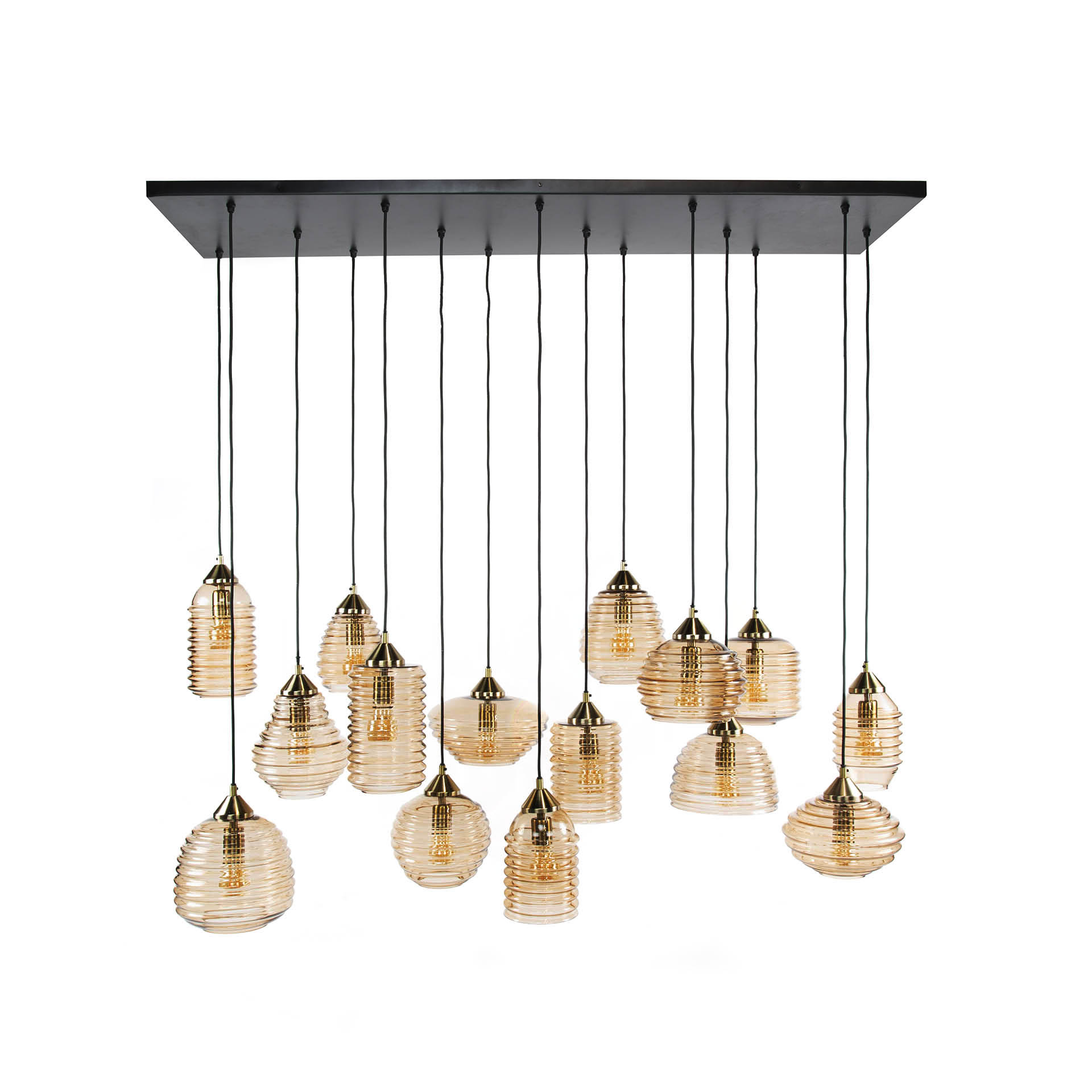 Hanglamp Rib Glass 5+5+5-lichts / Amber glas - Zijlstra