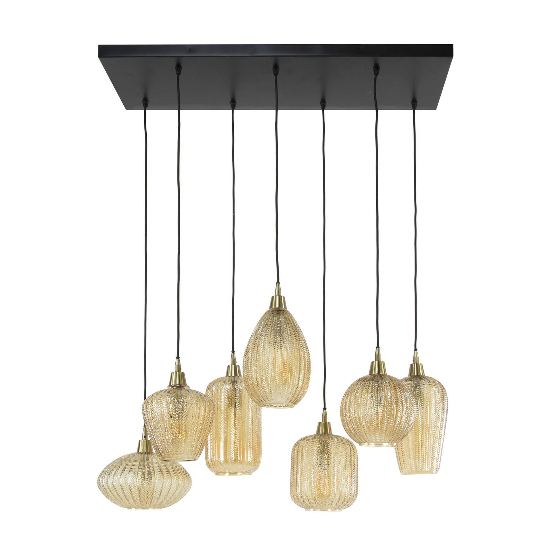 Hanglamp V-Shape 4+3-lichts / Amber glas - Zijlstra
