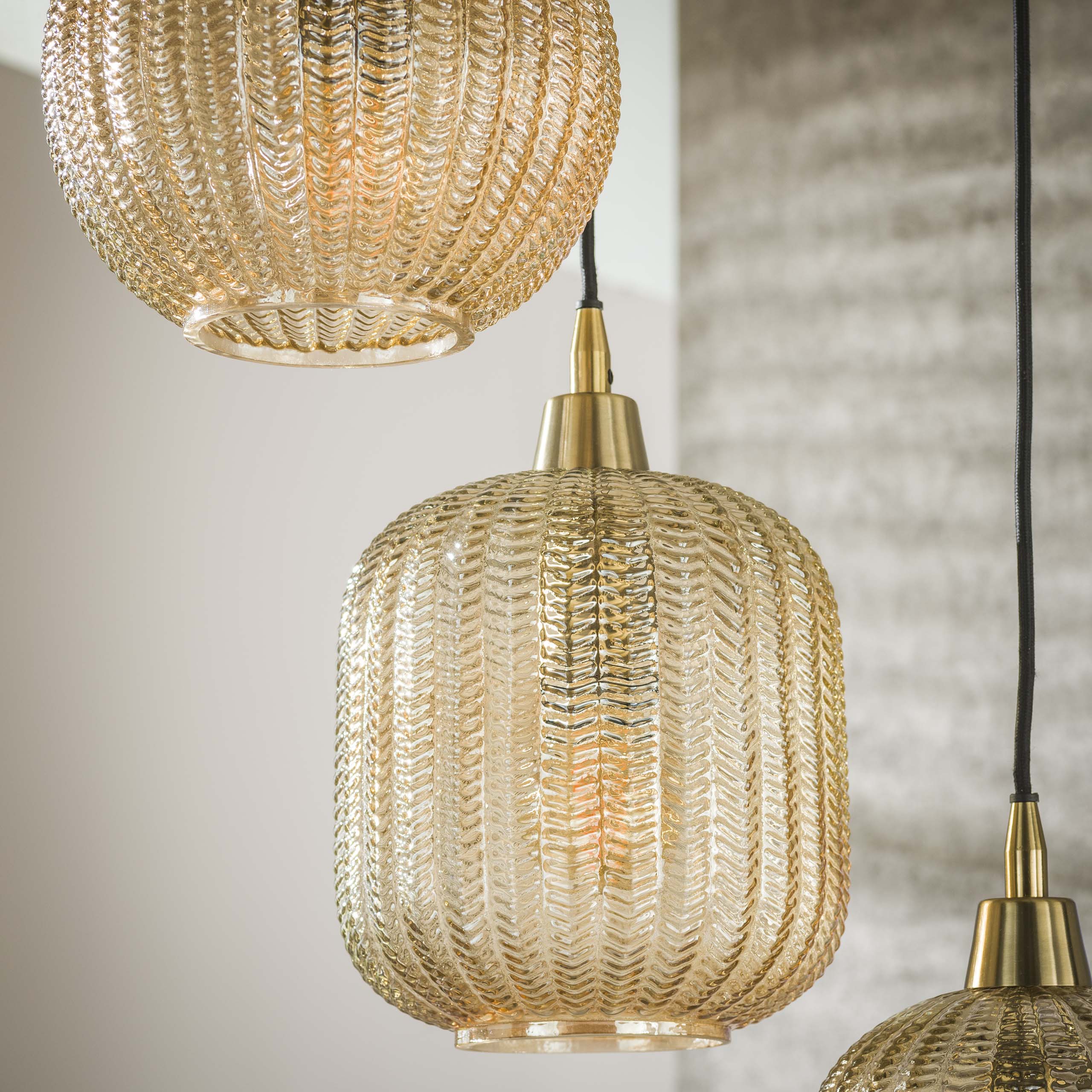 Hanglamp V-Shape getrapt 5-lichts / Amber glas - Zijlstra