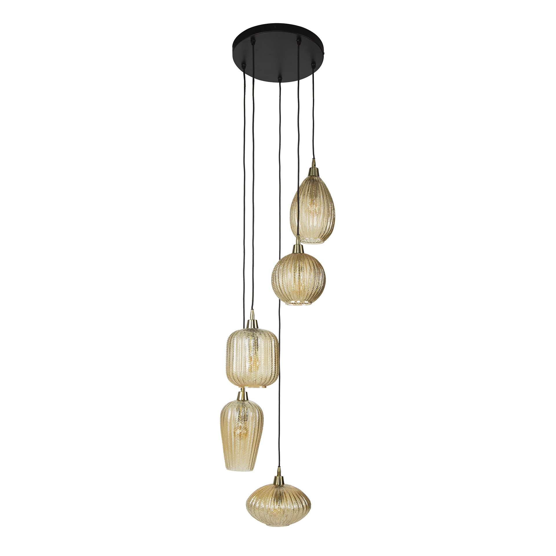 Pendelleuchte V-Shape getrapt 5-flammig in Amberglas (Amber Glas) - Emmo Design
