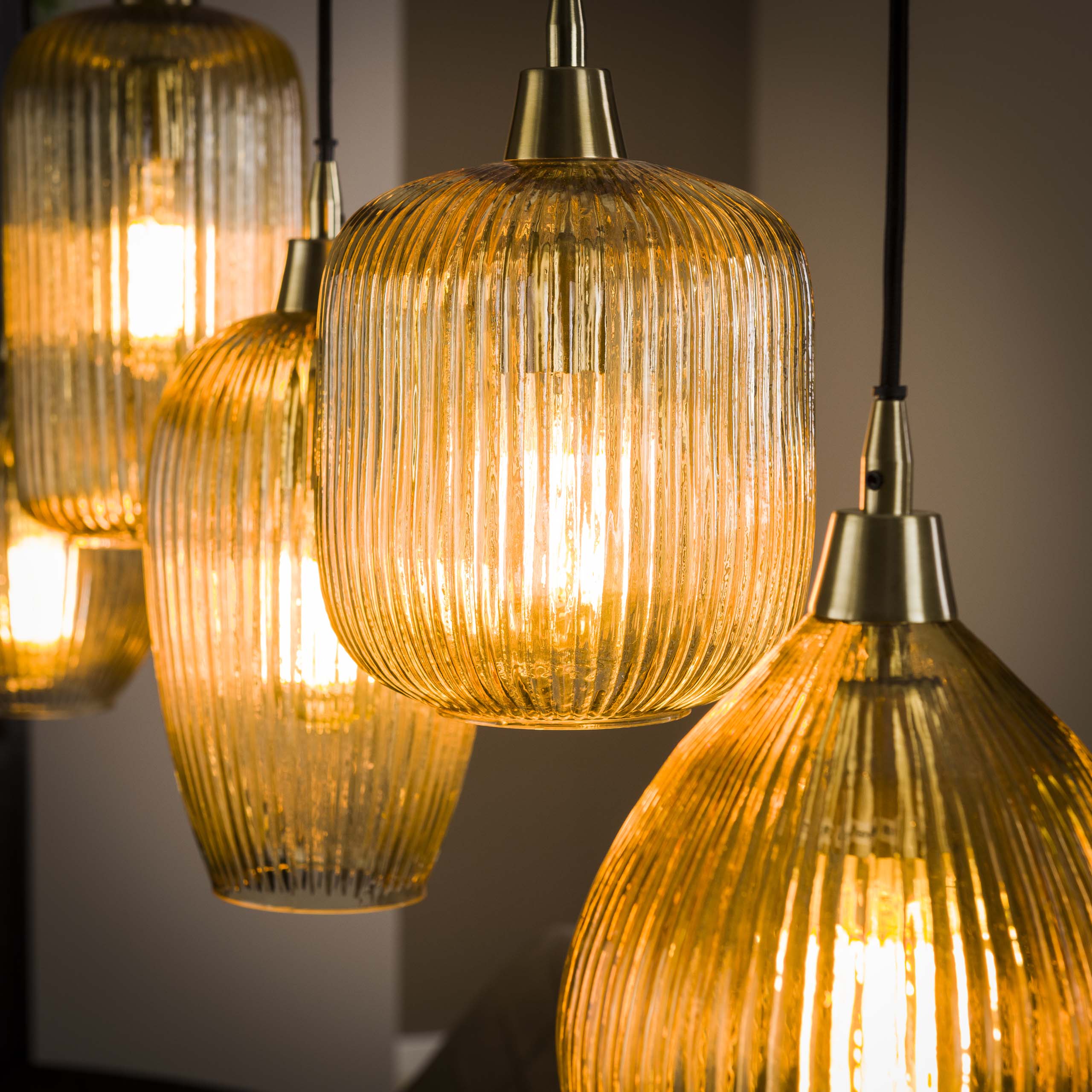 Hanglamp Stripe 5-lichts / Amber glas - Zijlstra