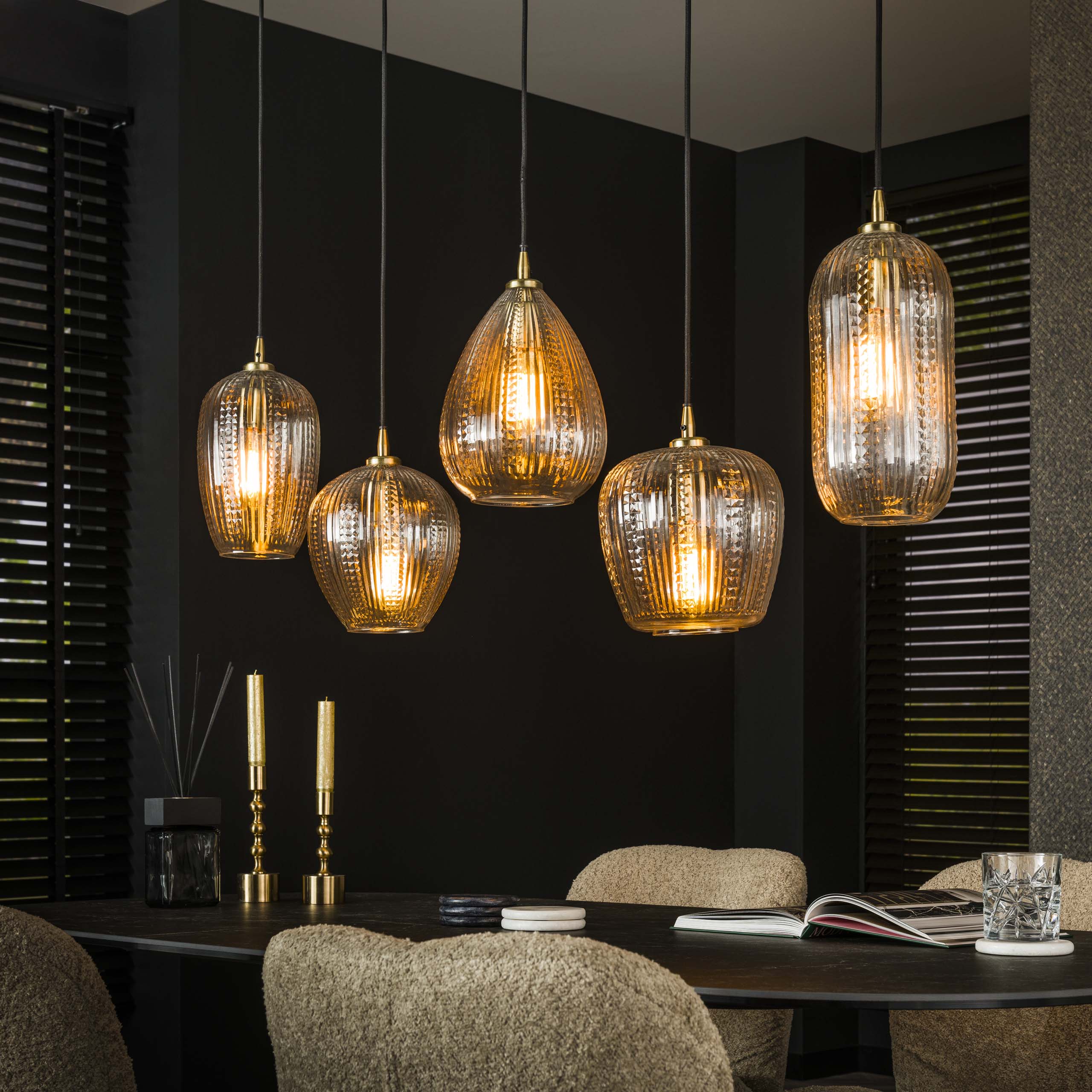 Hanglamp Diamond Grain 5-lichts / Diamant glas - Zijlstra