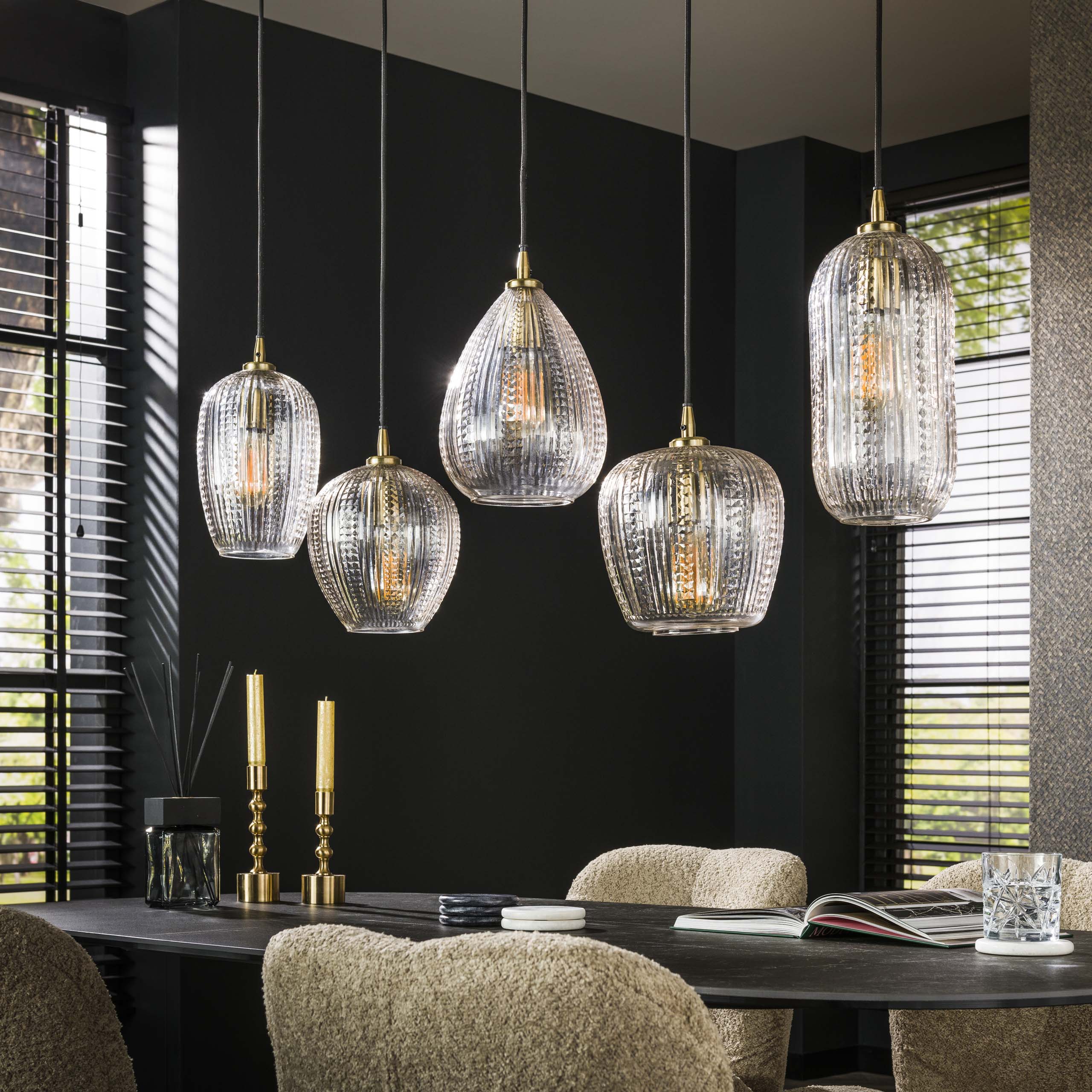 Hanglamp Diamond Grain 5-lichts / Diamant glas - Zijlstra