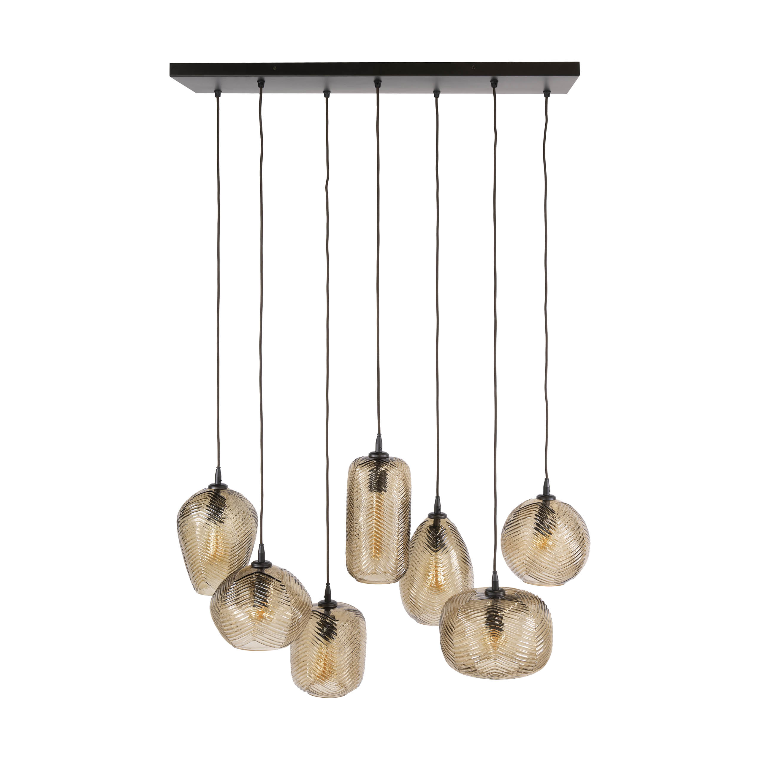 Hanglamp Chevron 4+3-lichts / Smoke bruin glas - Zijlstra