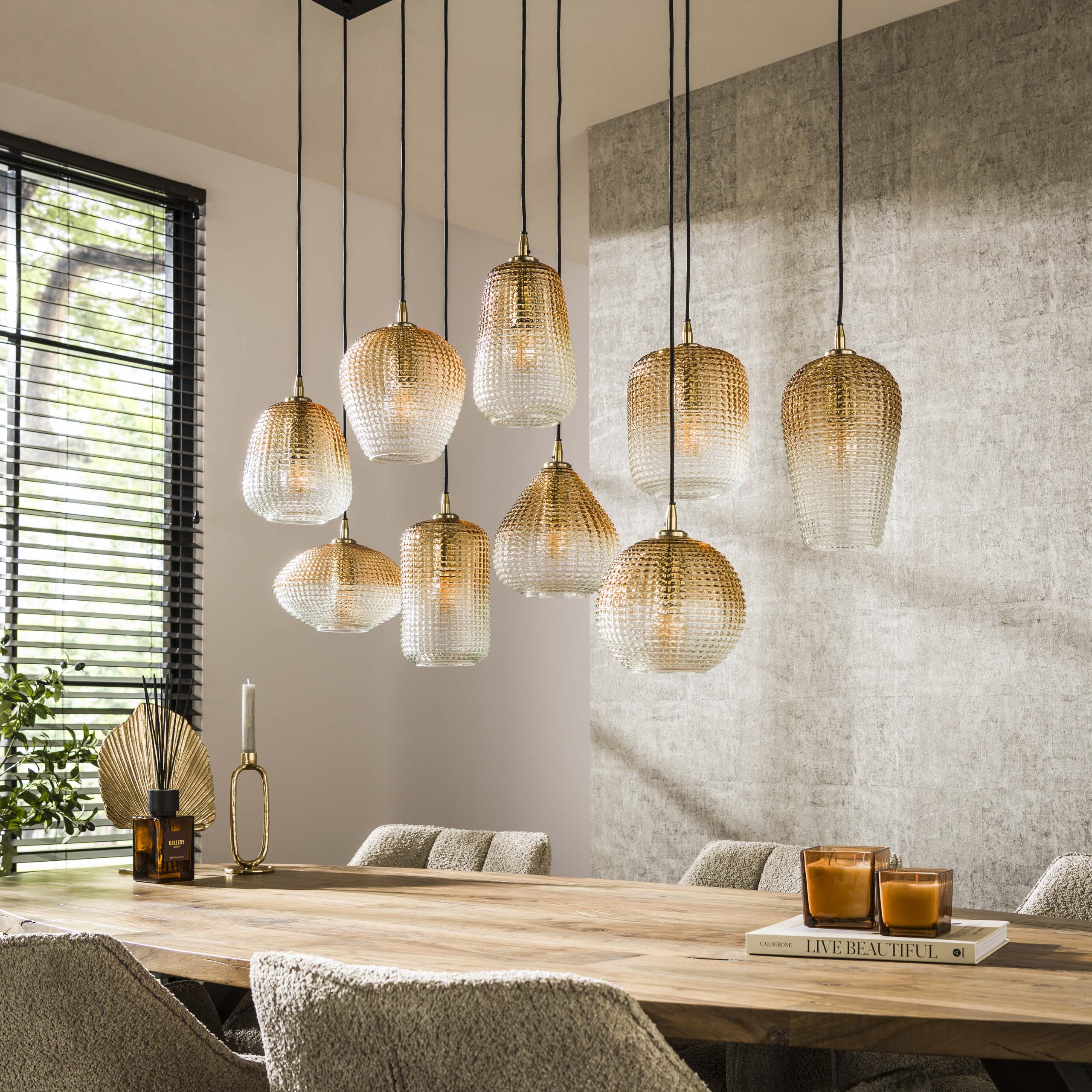 Pendelleuchte Dot 5+4-flammig in Amberglas (Amber Glas) - Emmo Design