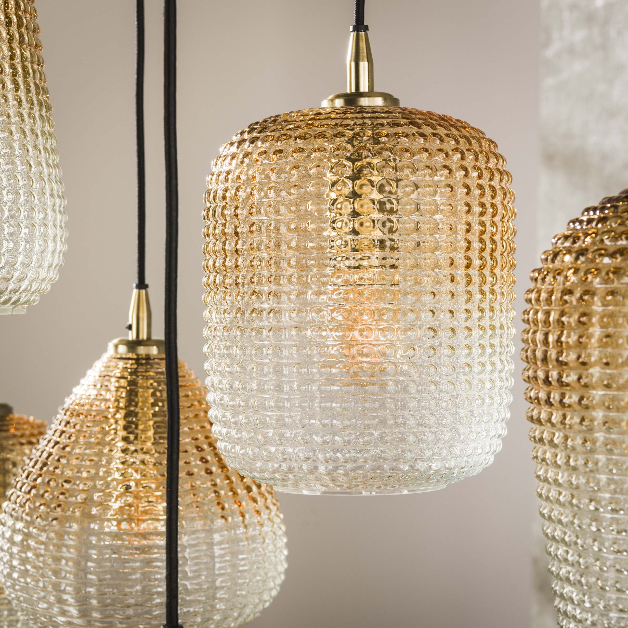 Hanglamp Dot 5+4-lichts / Amber glas - Zijlstra