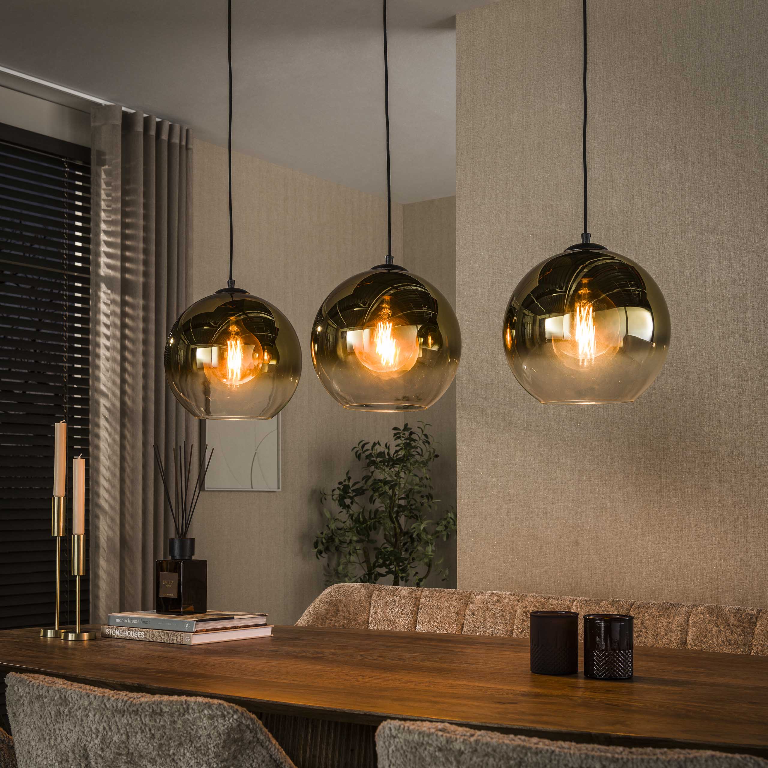 Hanglamp Bubble Shaded 3-lichts / Goud - Zijlstra