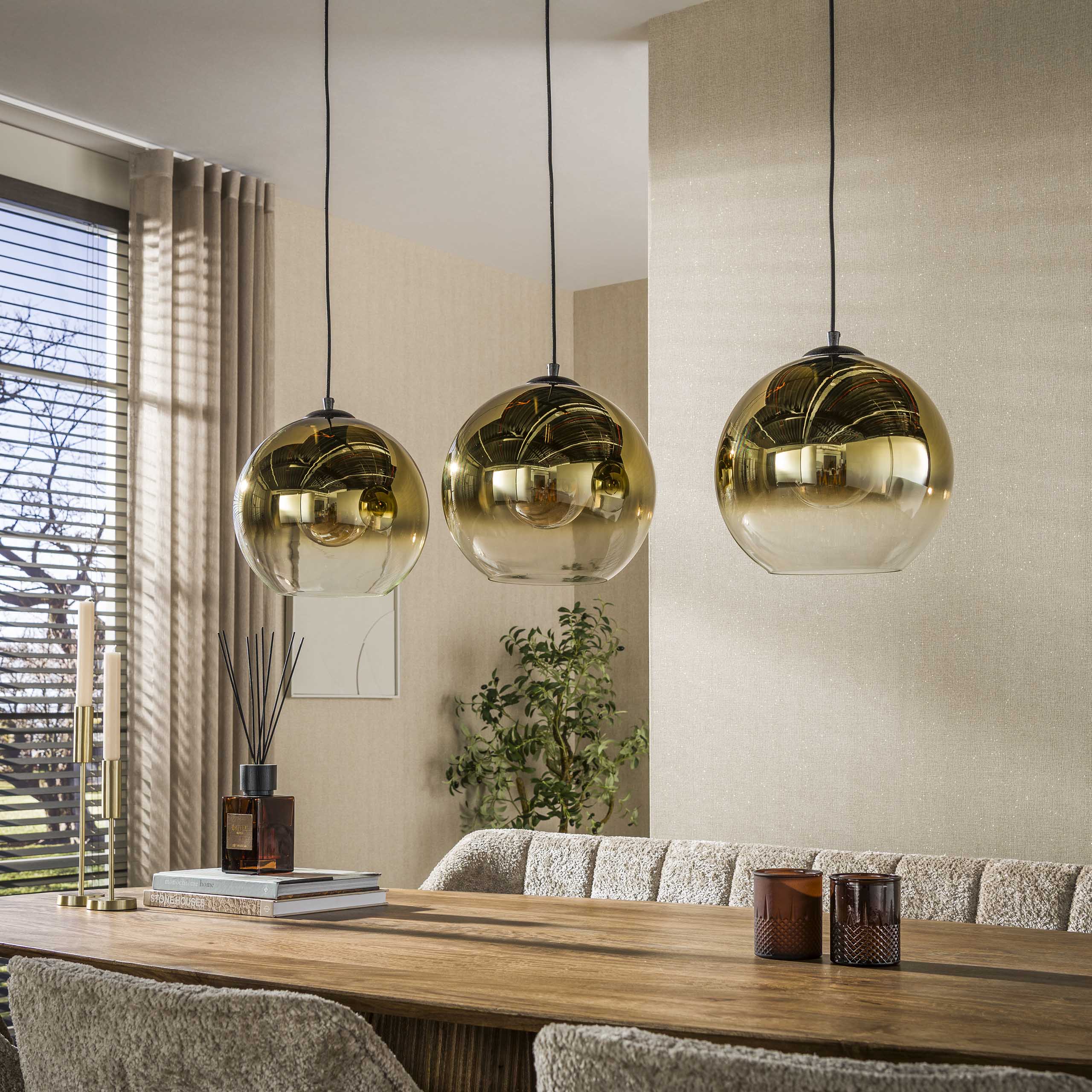 Hanglamp Bubble Shaded 3-lichts / Goud - Zijlstra
