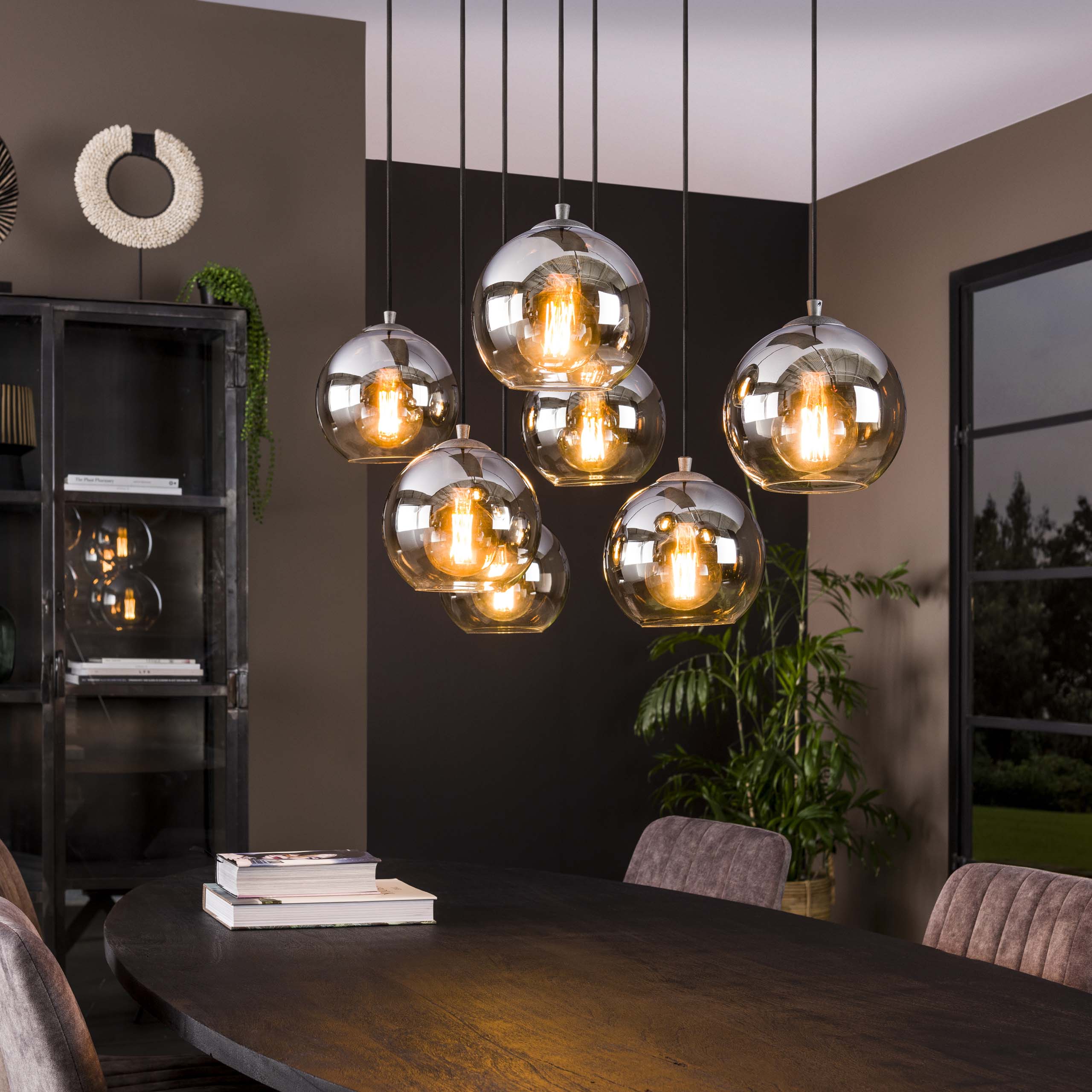 Hanglamp Bubble Shaded 4+3-lichts / Oud zilver - Zijlstra
