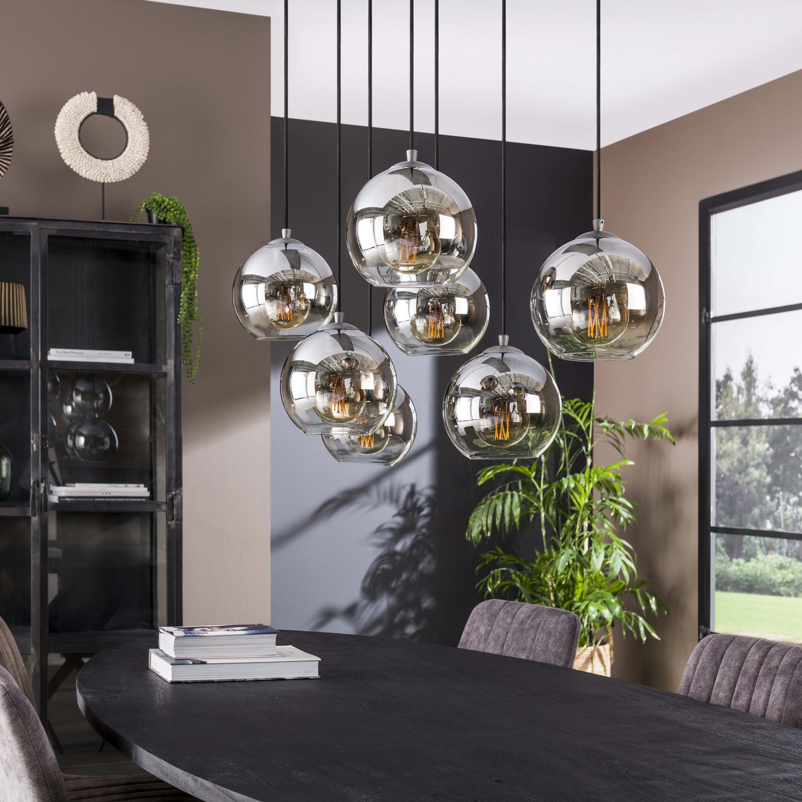Pendelleuchte Bubble Shaded 4+3-flammig in Altsilber (Oud Silber) - Emmo Design
