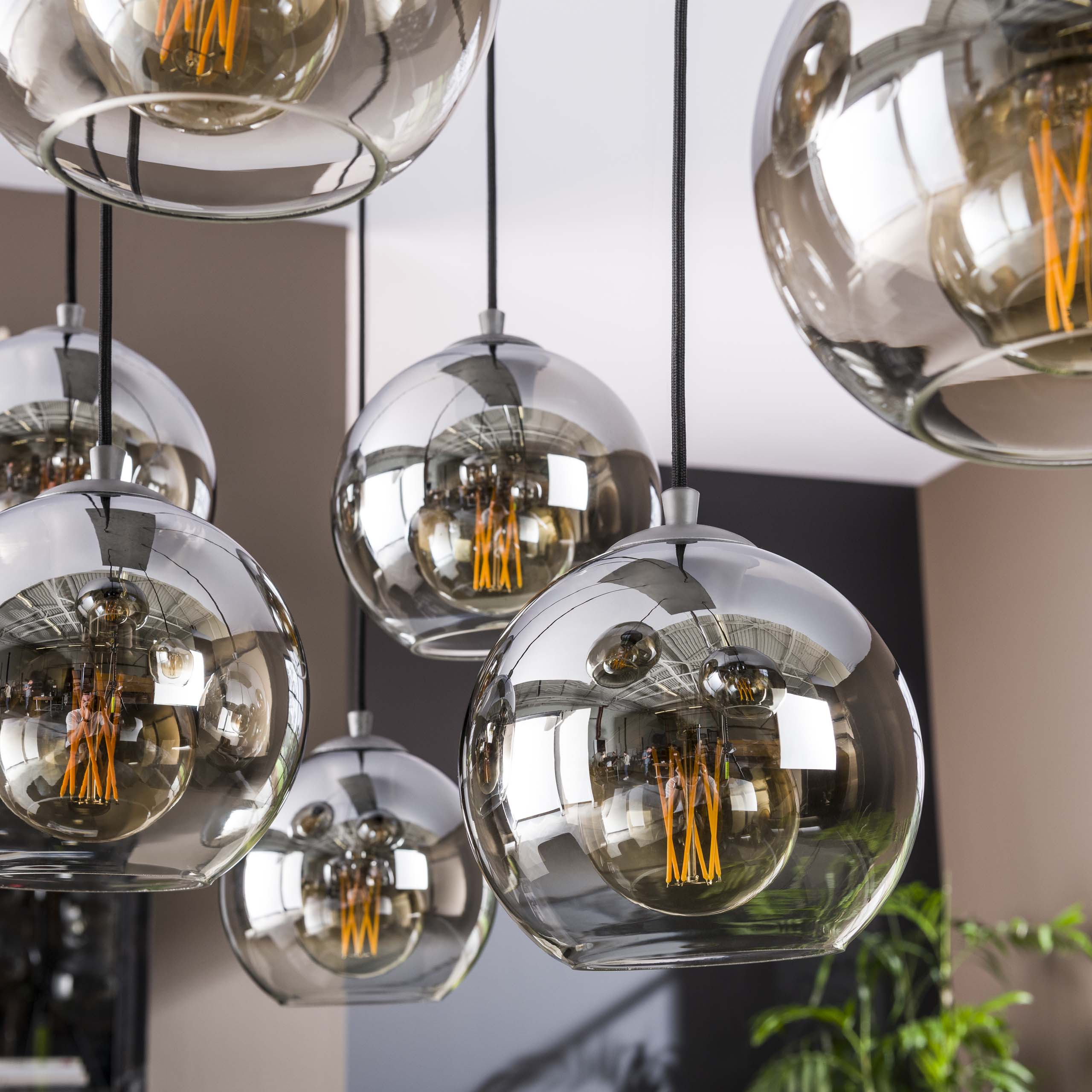 Hanglamp Bubble Shaded 4+3-lichts / Oud zilver - Zijlstra