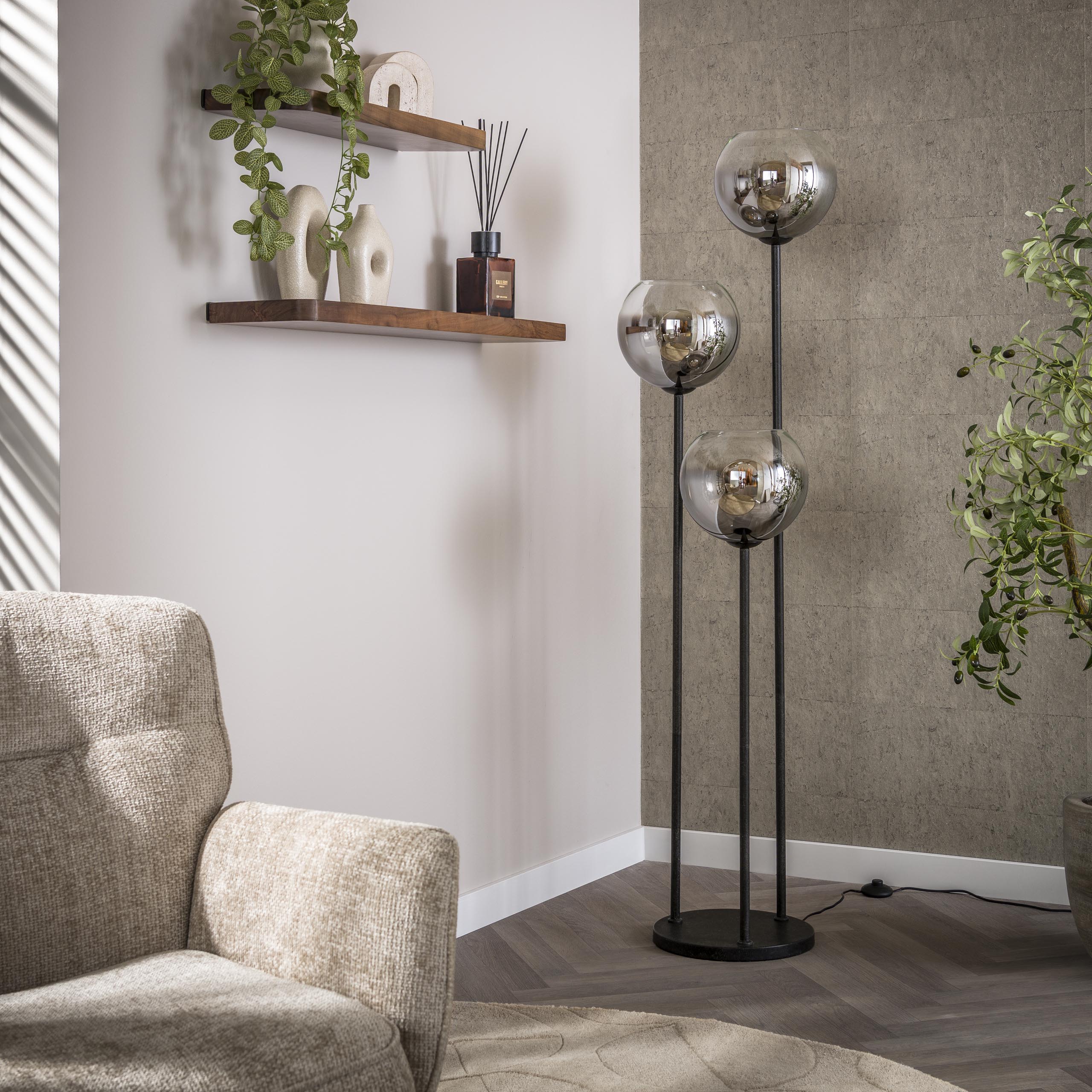 Vloerlamp Bubble Shaded 3-lichts / Artic zwart - Zijlstra