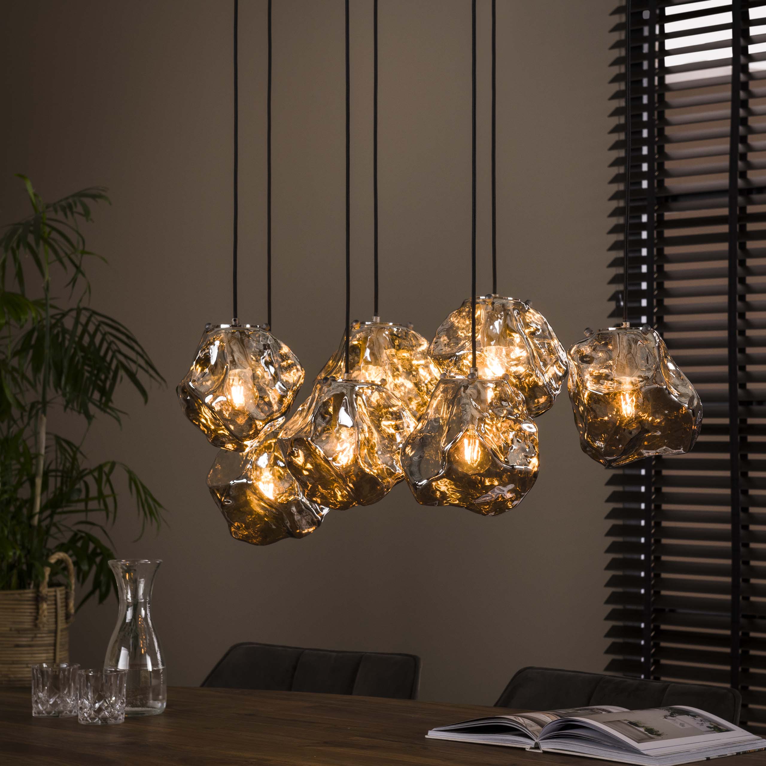 Hanglamp Rock 4+3-lichts / Chroom glas - Zijlstra