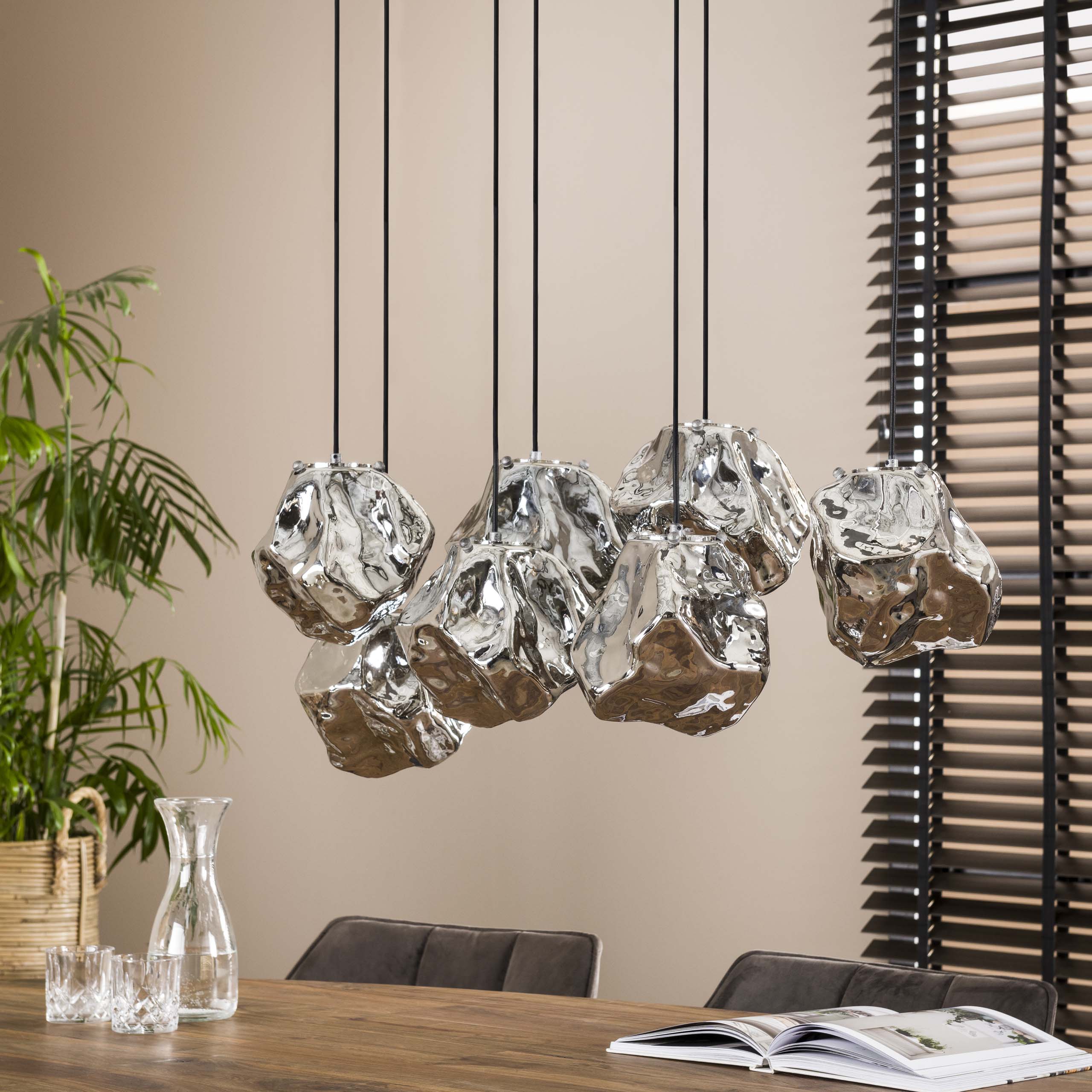Pendelleuchte Rock 4+3-flammig in Chromglas (Chroom Glas) - Emmo Design