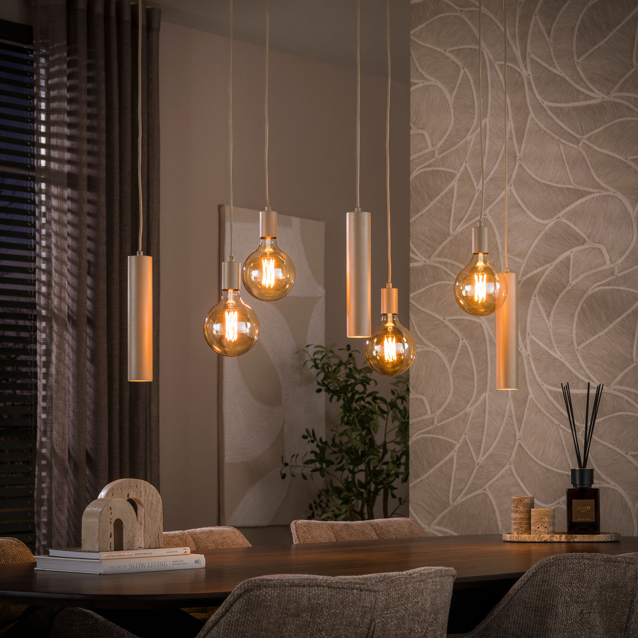 Hanglamp Senso 4+3-lichts / Beige - Zijlstra