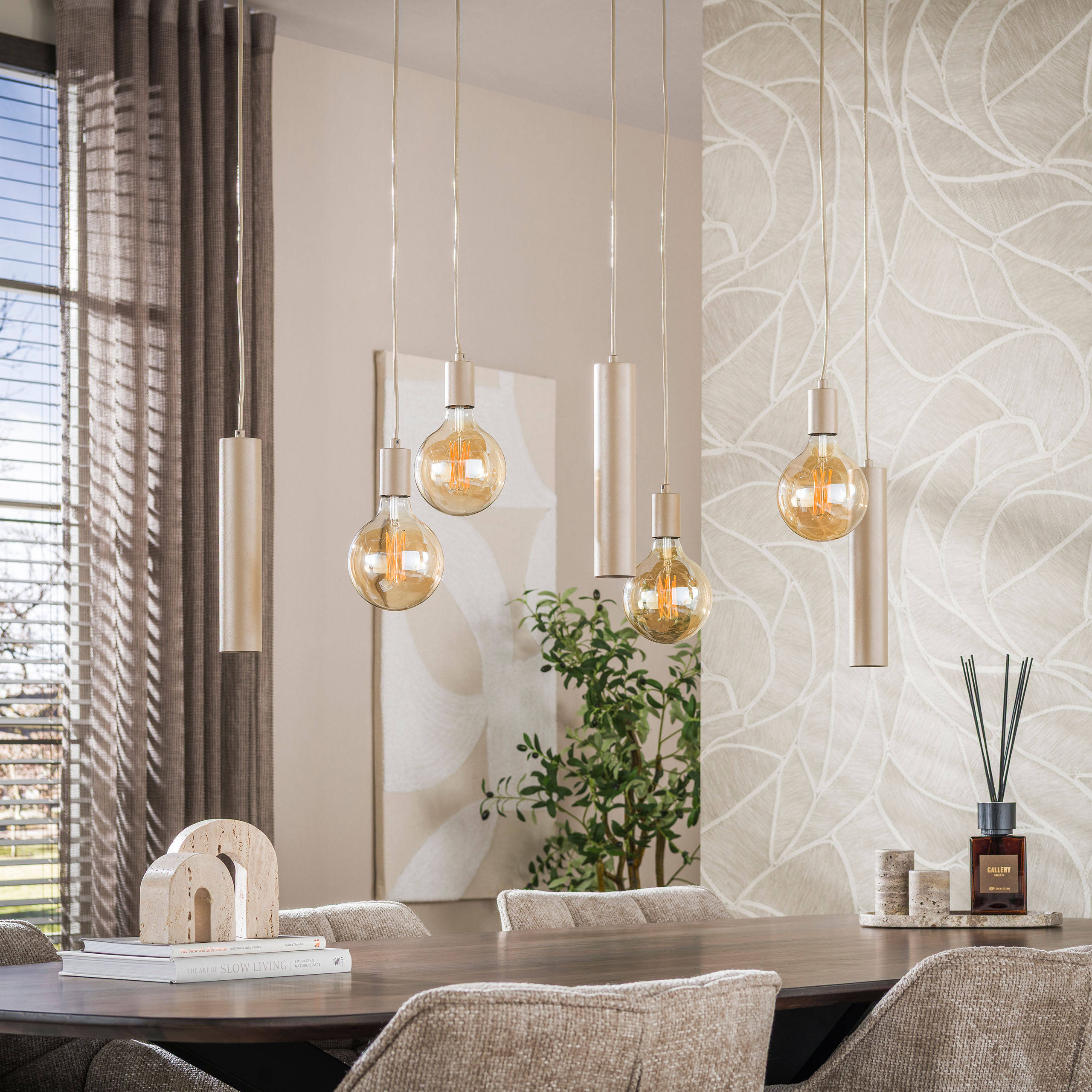 Hanglamp Senso 4+3-lichts / Beige - Zijlstra