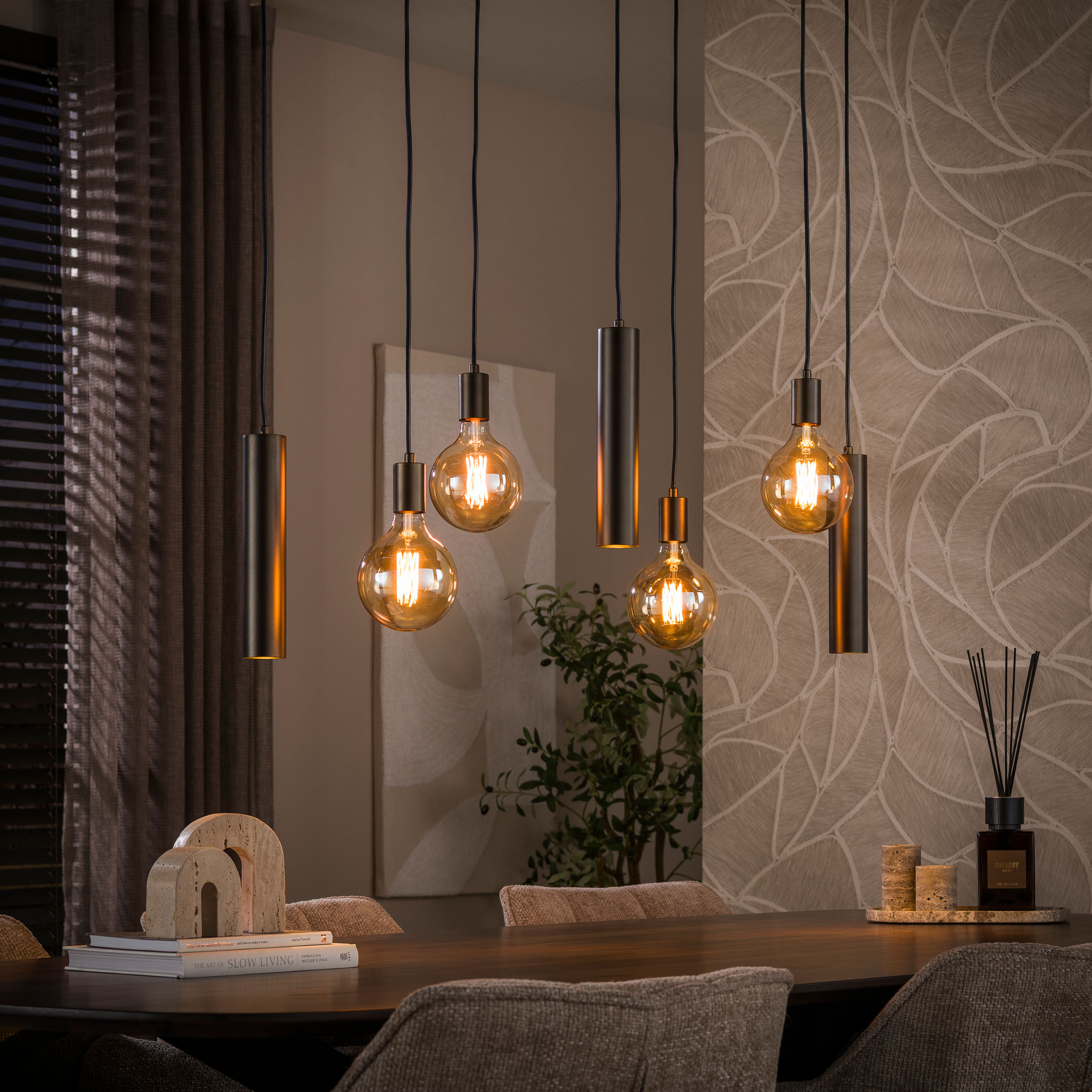 Hanglamp Senso 4+3-lichts / Sienna bruin - Zijlstra