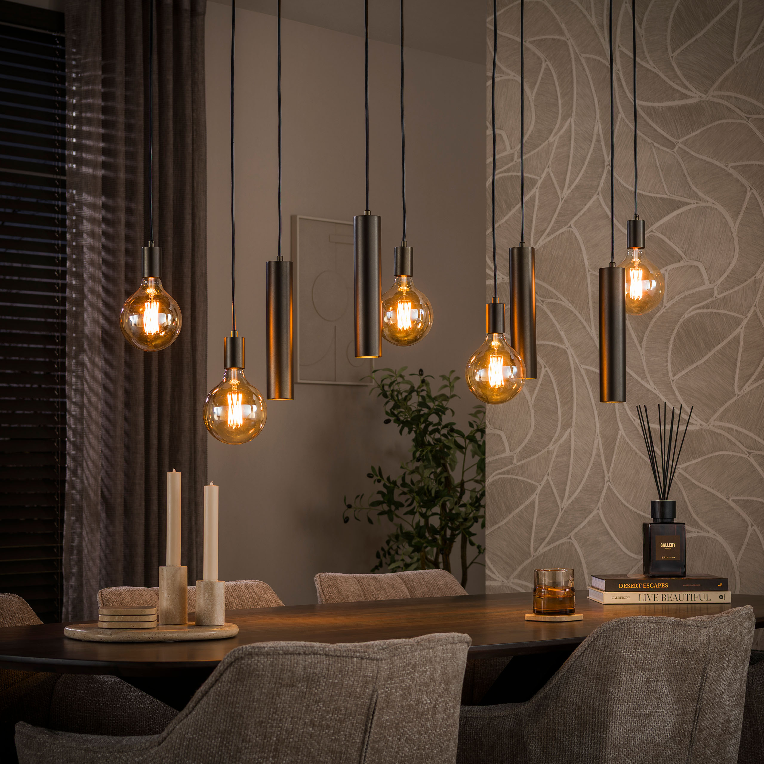 Hanglamp Senso 5+4-lichts / Sienna bruin - Zijlstra