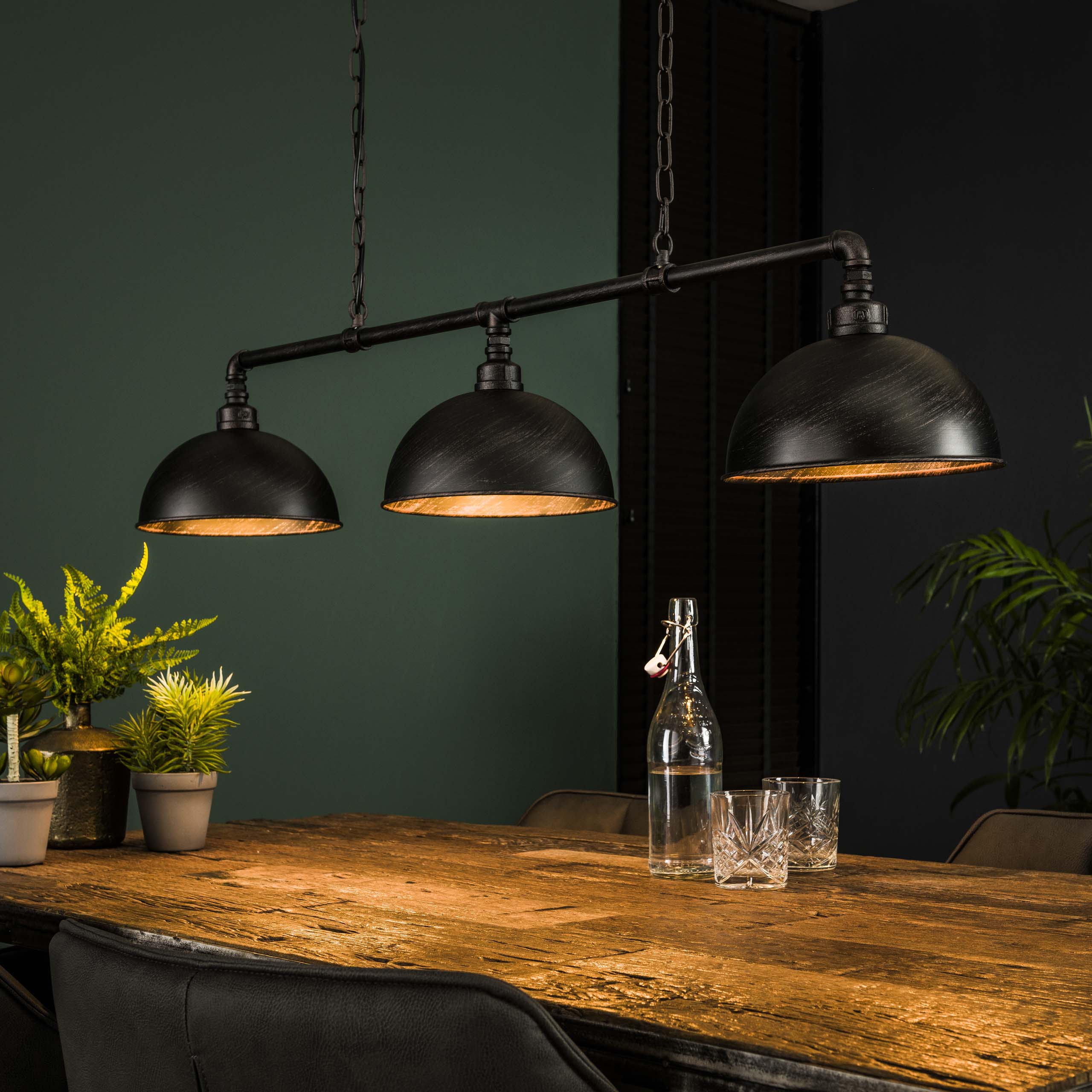 Hanglamp Industrial Tube 3-lichts / Zwart - Zijlstra
