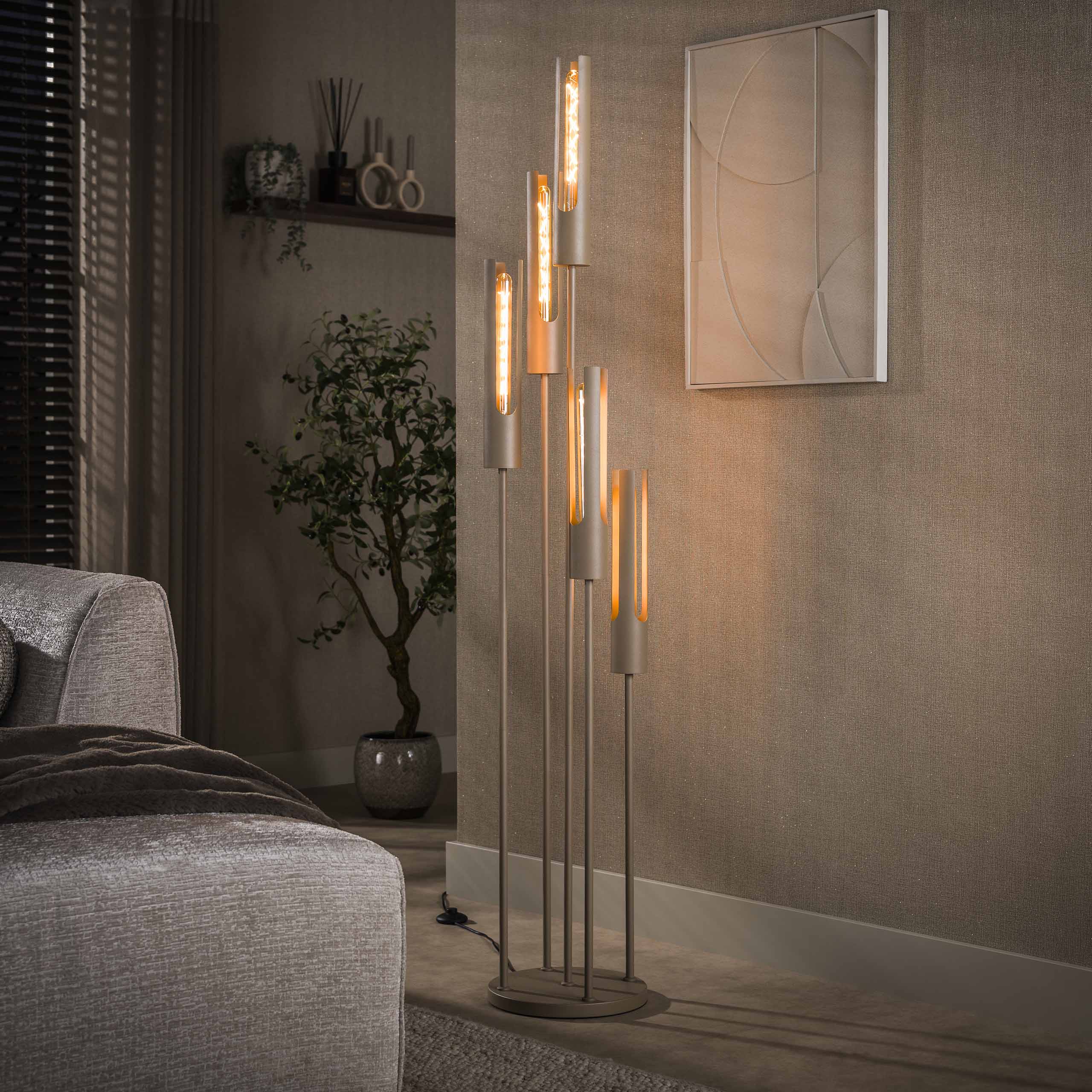 Floor Lamp Tube Stepped 5-light / Beige - Zijlstra