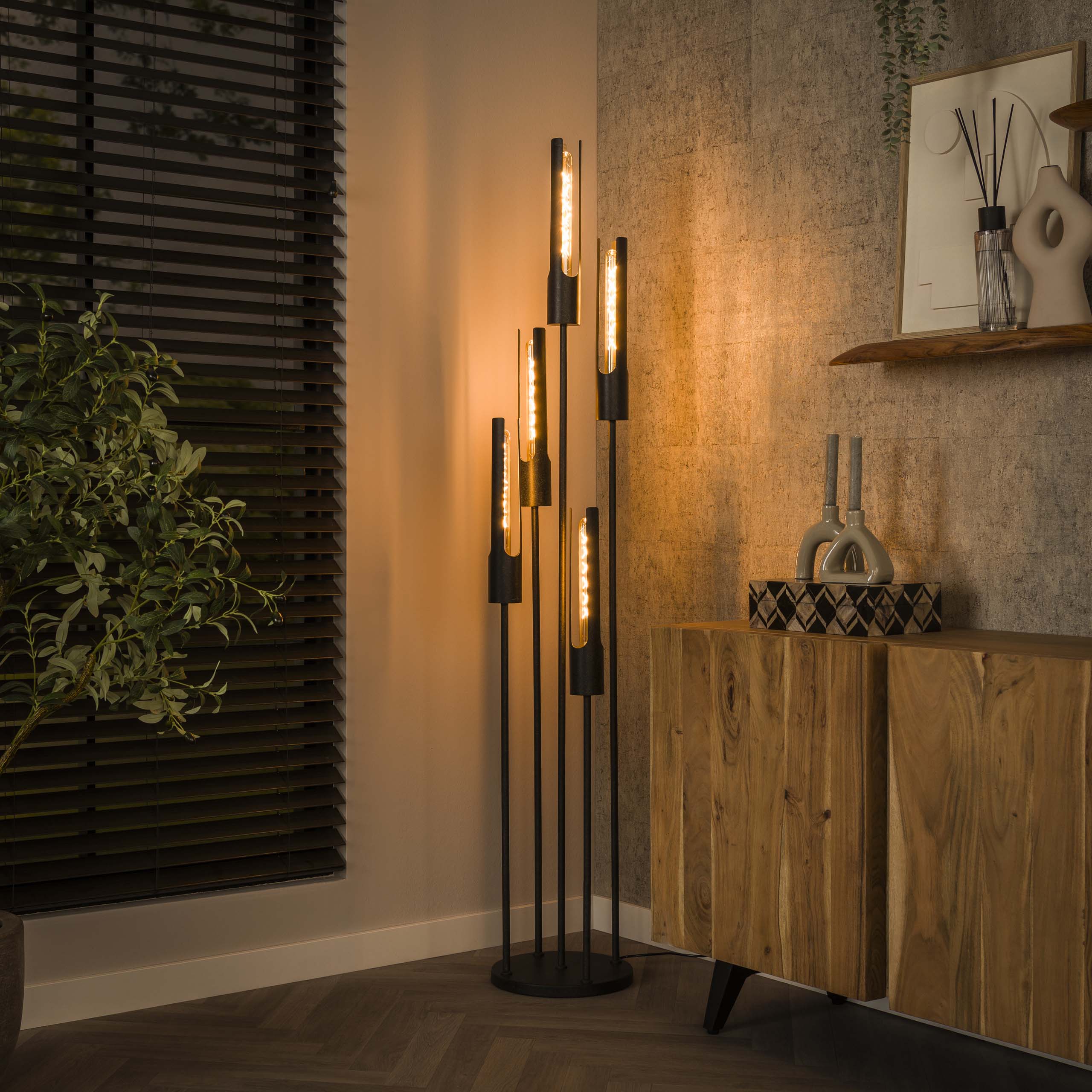 Floor Lamp Tube Stepped 5-light / Arctic Black - Zijlstra