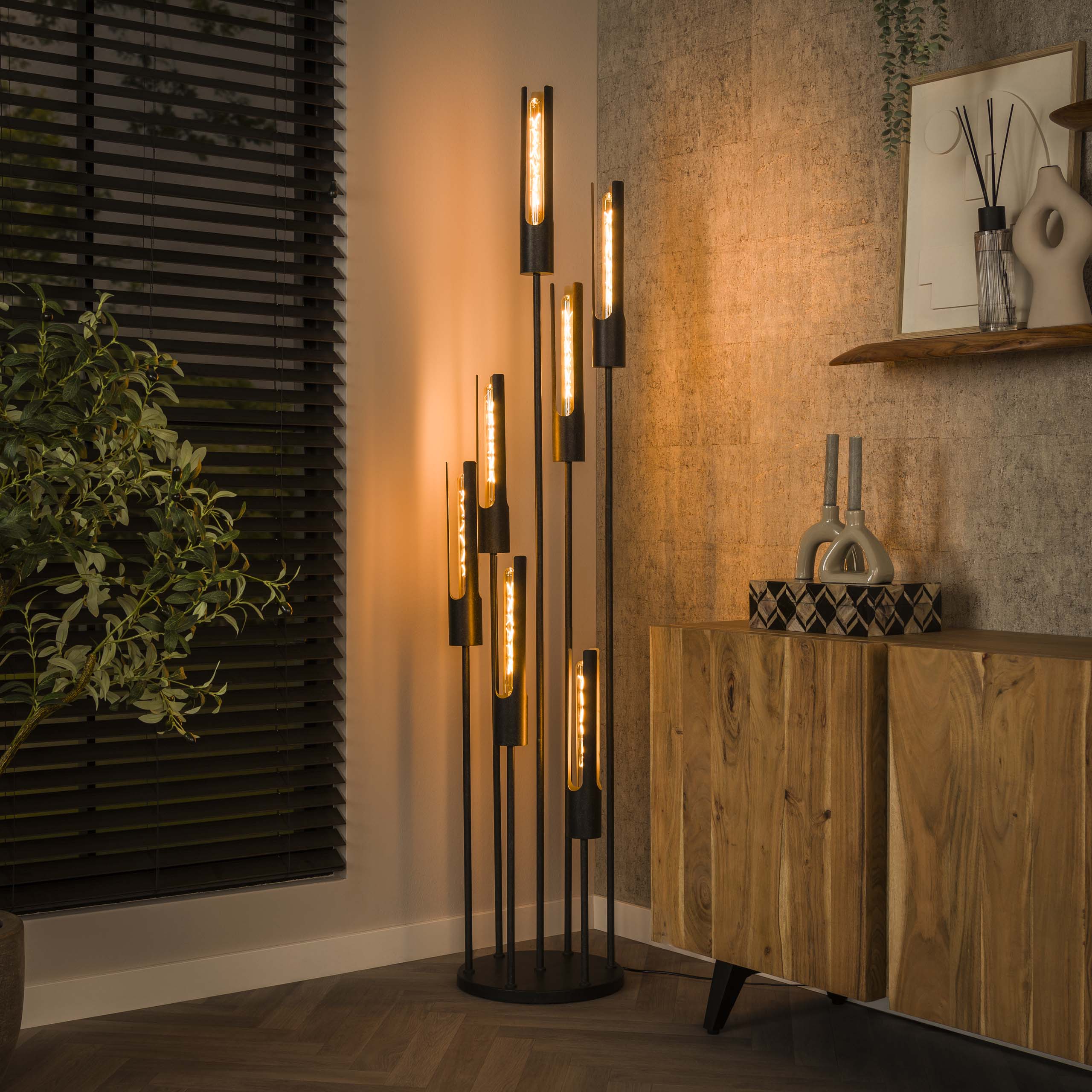Floor lamp Tube tiered 7-light / Artic black - Zijlstra