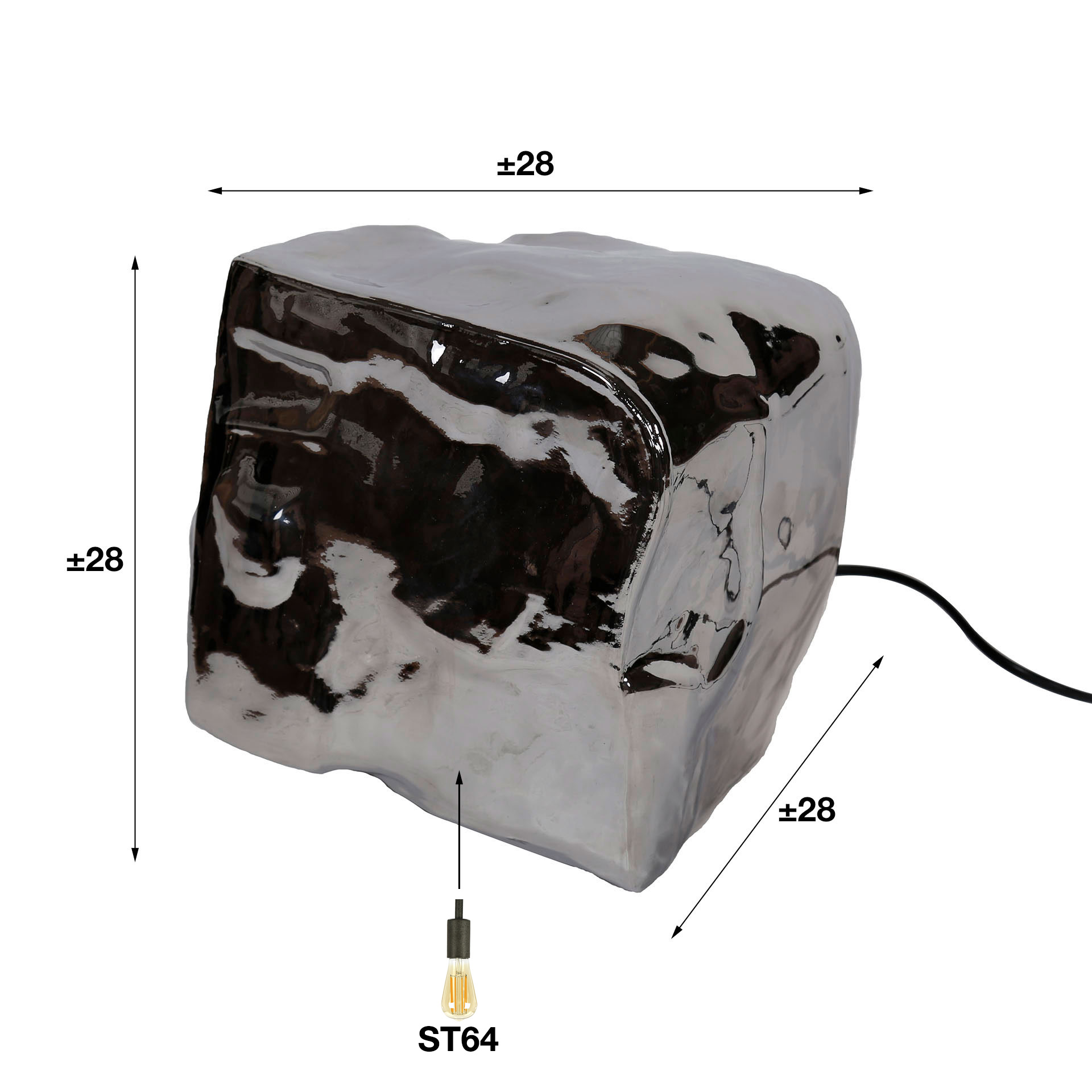 Tischleuchte Rock 1-flammig in Chromglas (Chroom Glas) - Emmo Design