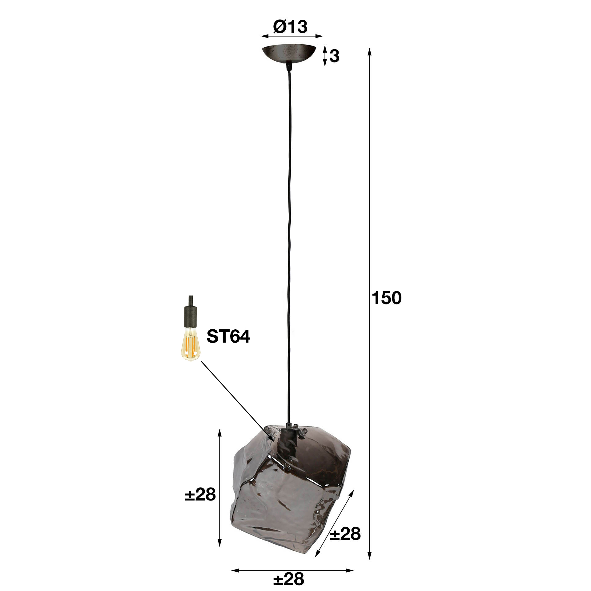 Hanglamp Rock 1-lichts / Chroom glas - Zijlstra