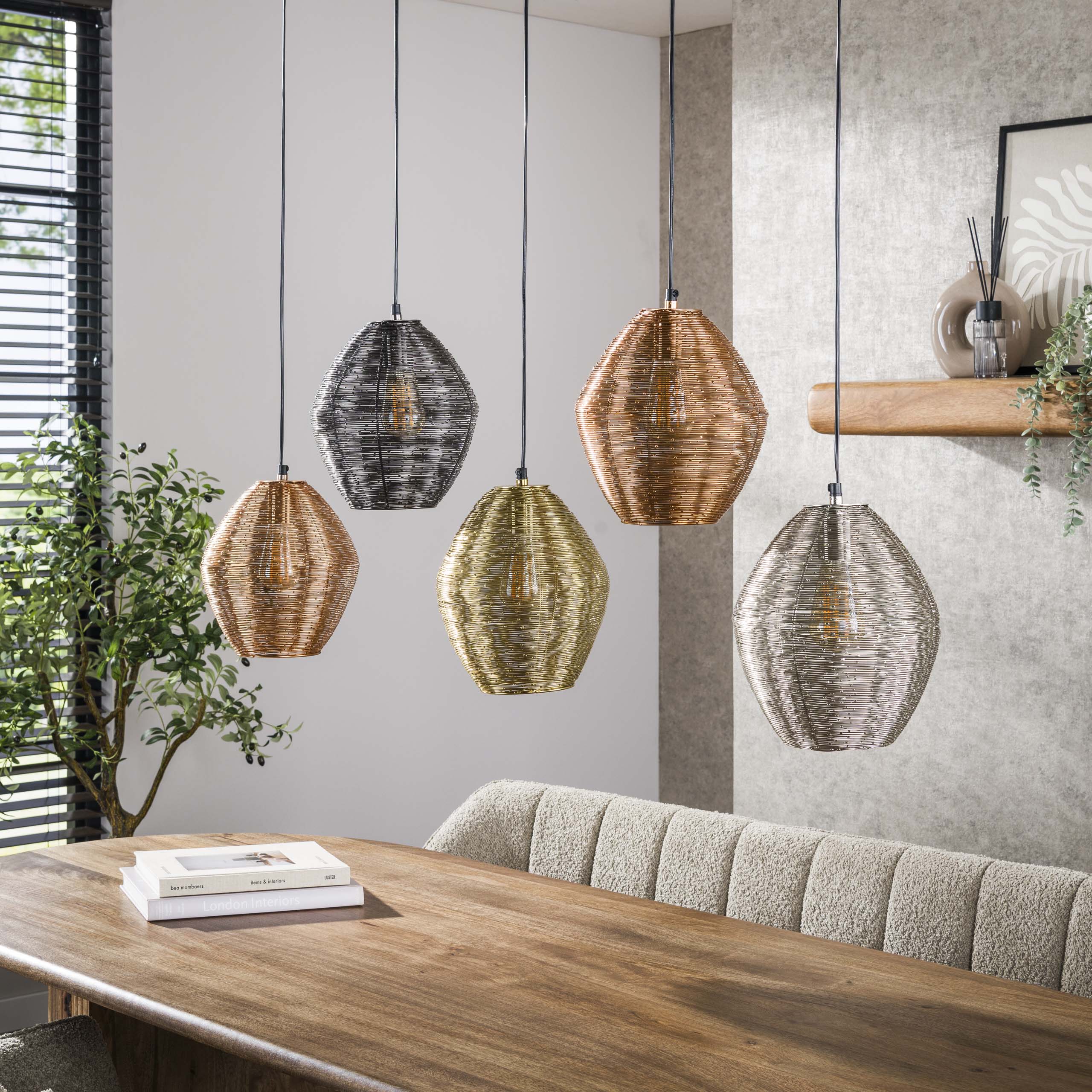 Hanglamp Web 5-lichts / Mat nikkel mix - Zijlstra