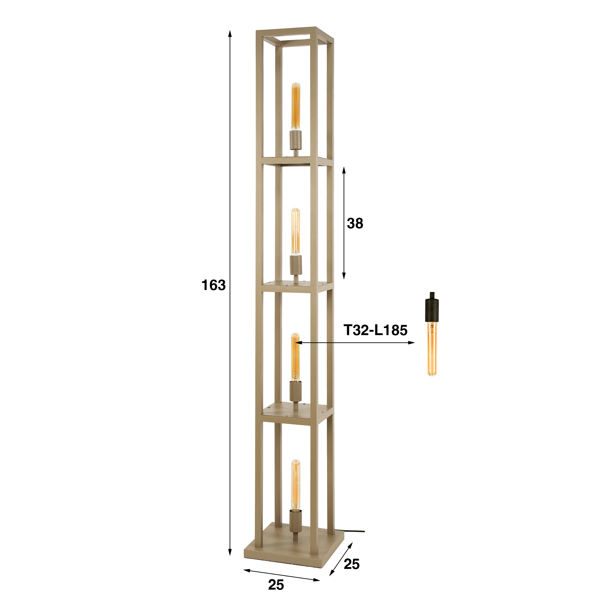 Floor Lamp Quadra 4-light / Beige - Zijlstra