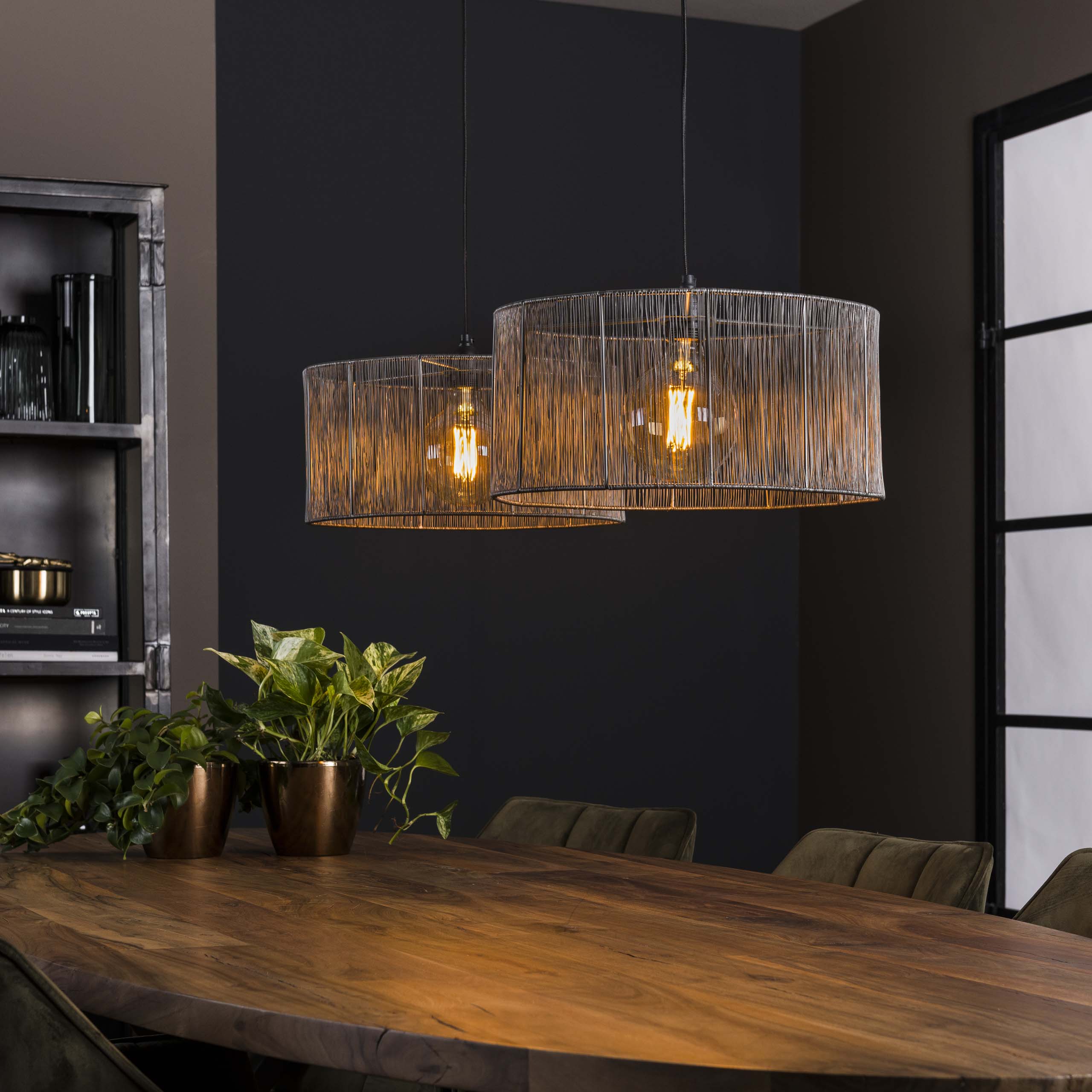 Hanglamp Stringshade 2-lichts / Zwart nikkel - Zijlstra
