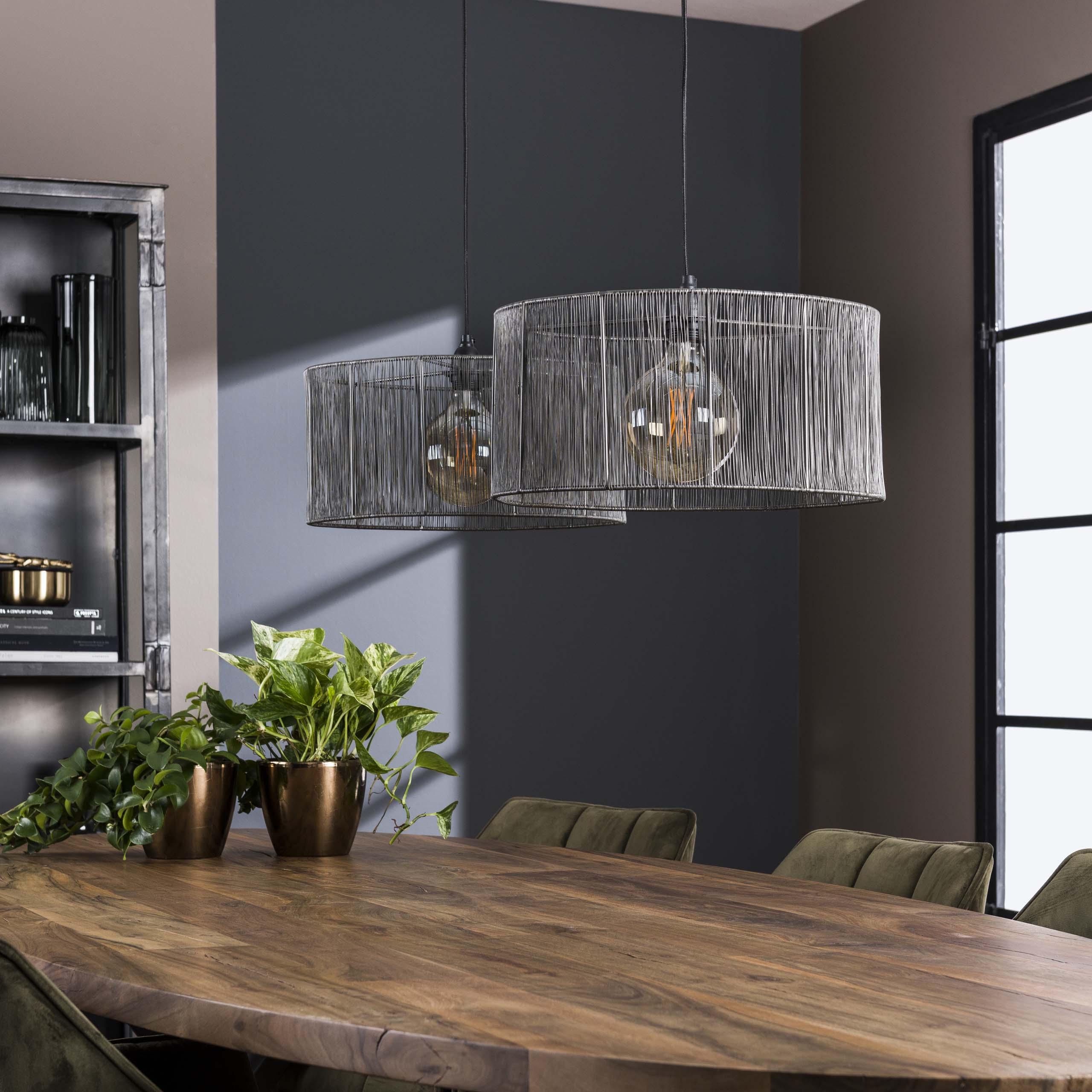 Hanglamp Stringshade 2-lichts / Zwart nikkel - Zijlstra