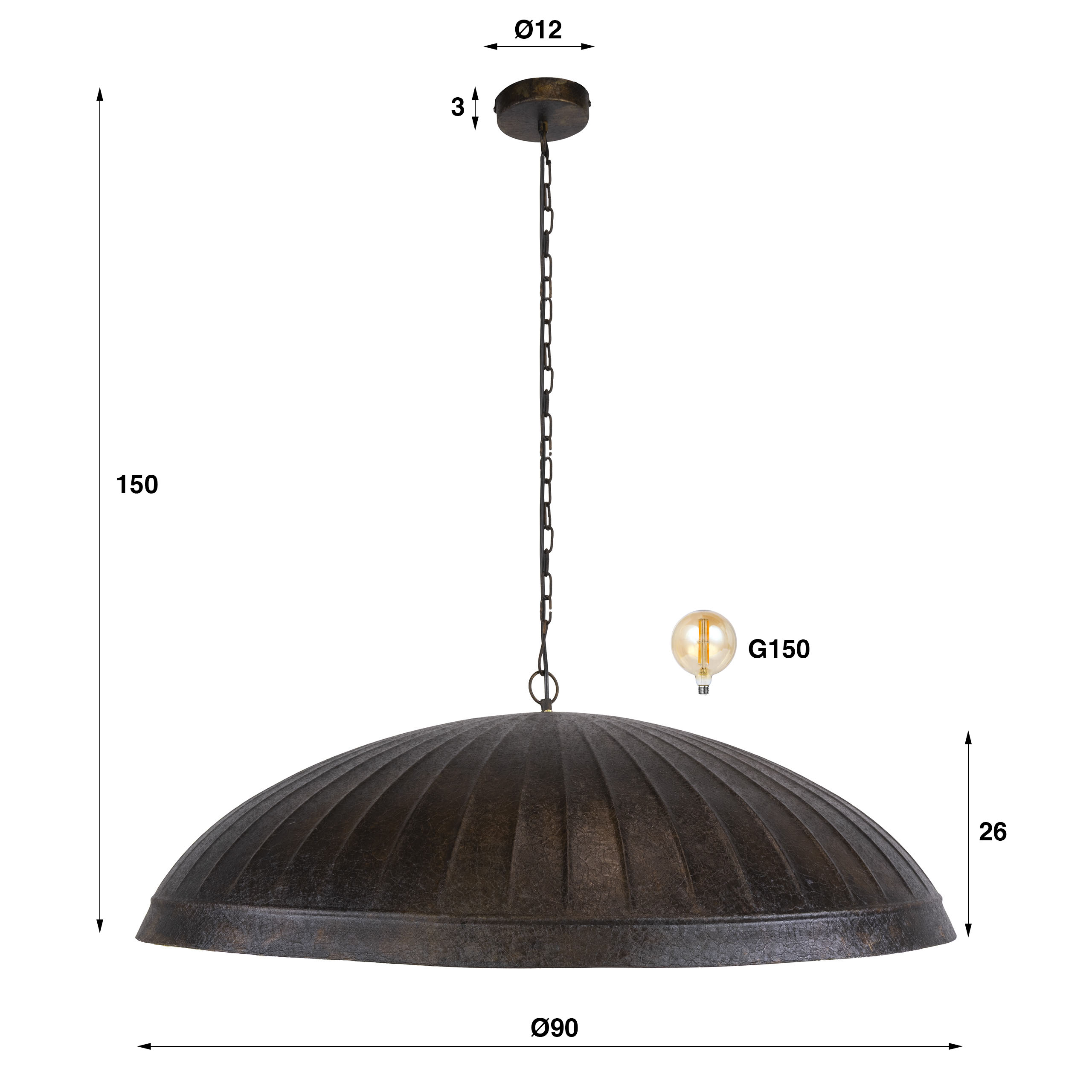 Hanglamp Guard 1-lichts Ø90cm / Smoked brown - Zijlstra