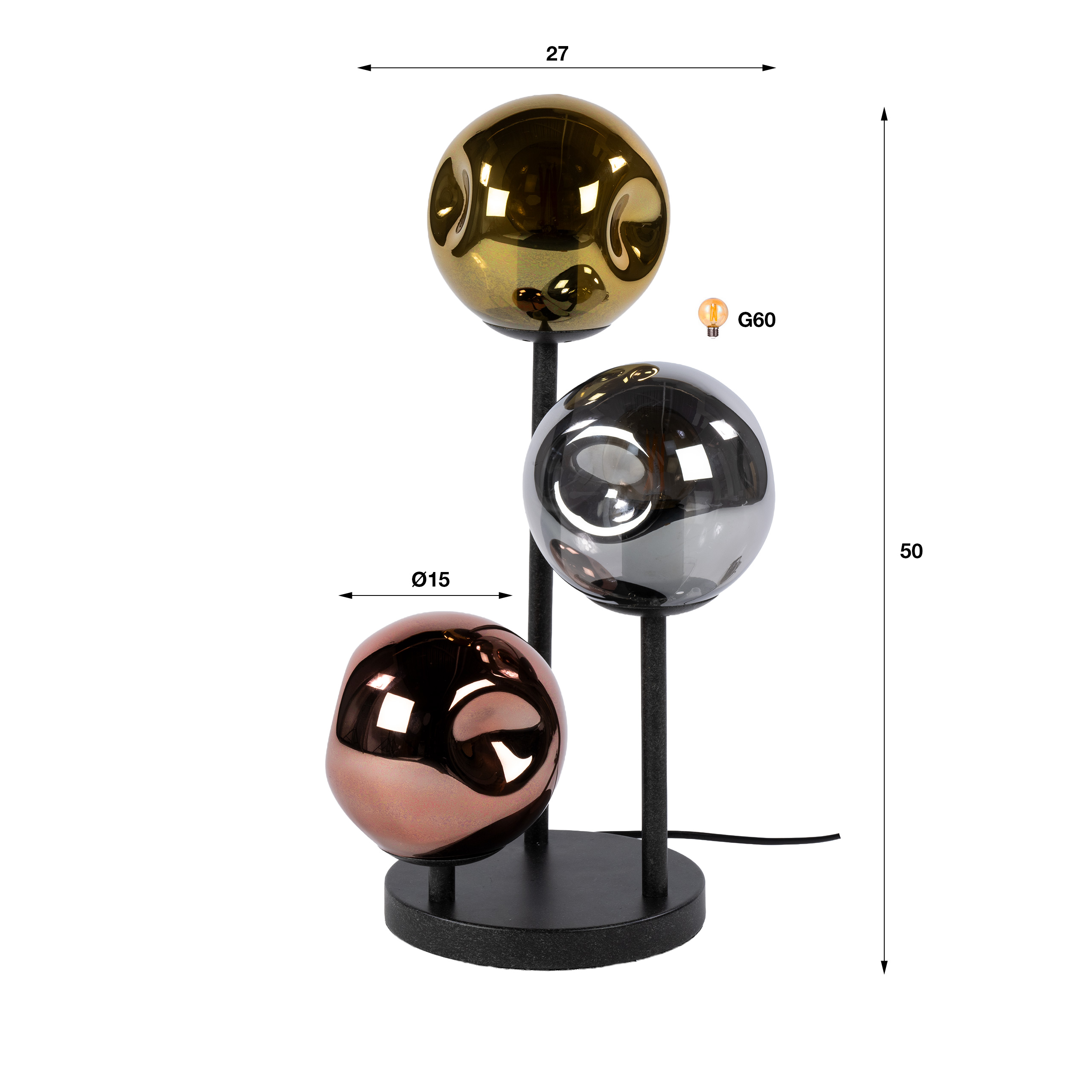 Tischleuchte Stellar 3-flammig in Artic Schwarz - Emmo Design