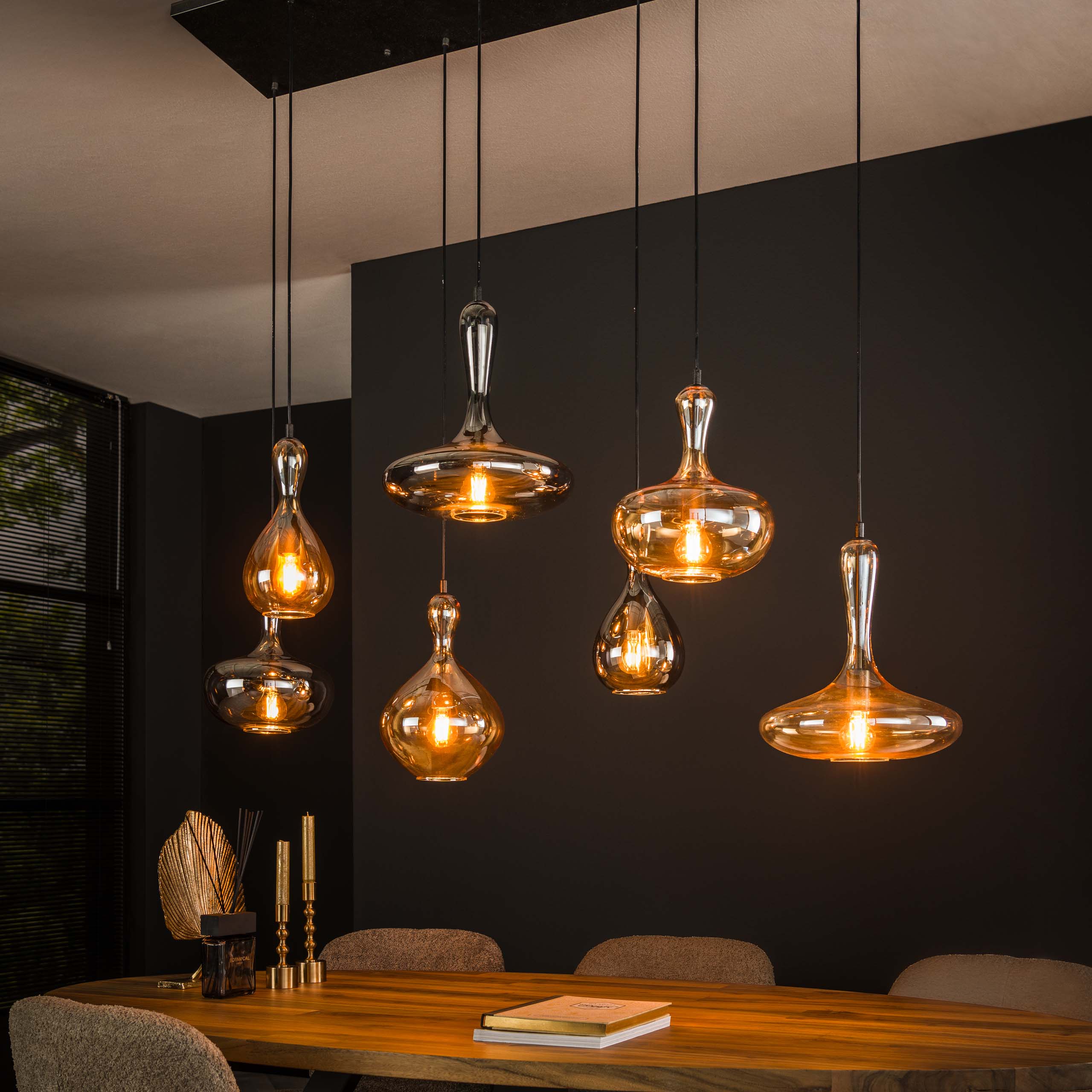 Hanglamp Karaf 4+3-lichts / Artic zwart - Zijlstra