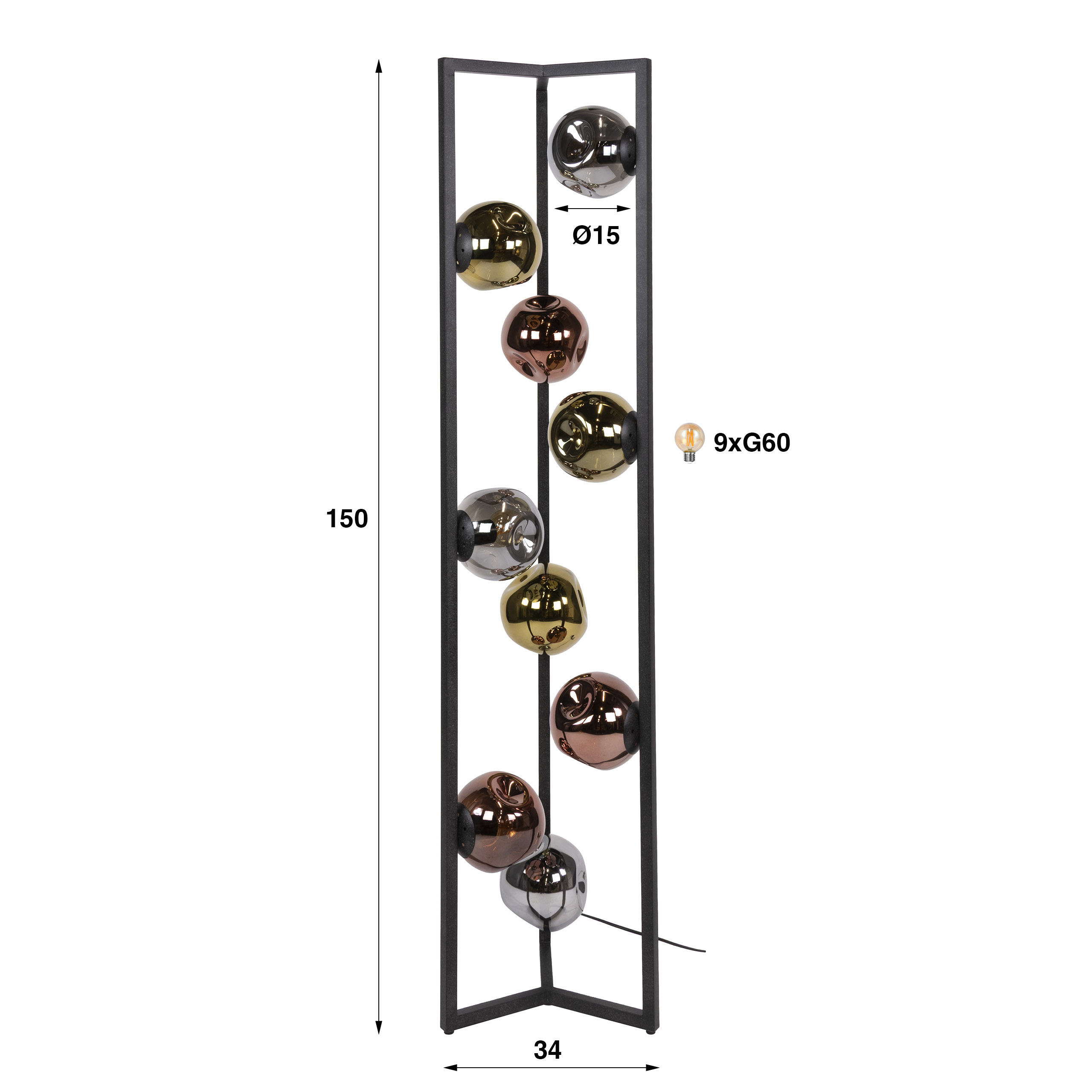 Floor Lamp Stellar 9-light / Artic black - Zijlstra