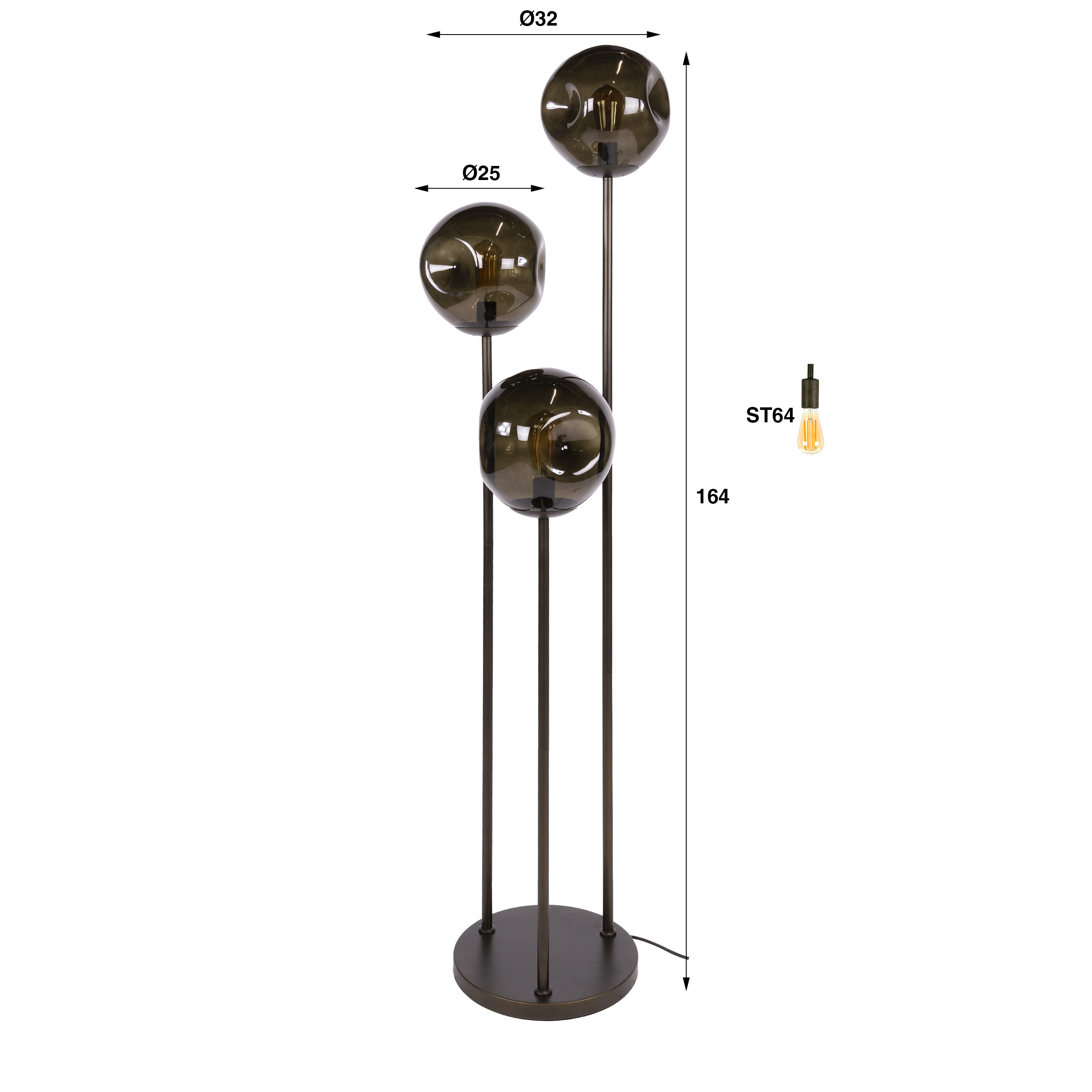 Stehleuchte Stellar getrapt 3-flammig in Sienna Braun - Emmo Design